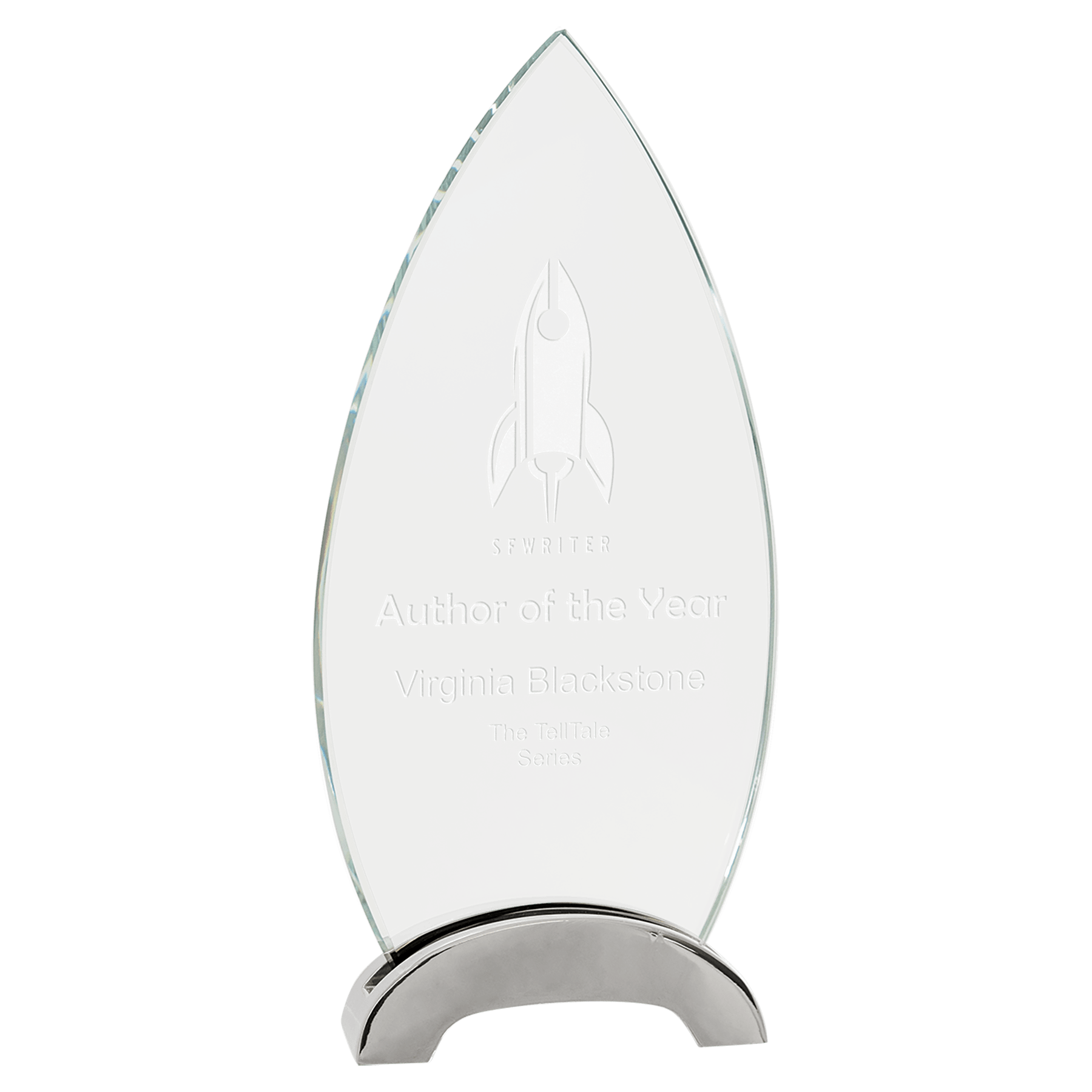 9 1/4" Oval Platinum Glass with Arch Metal Base