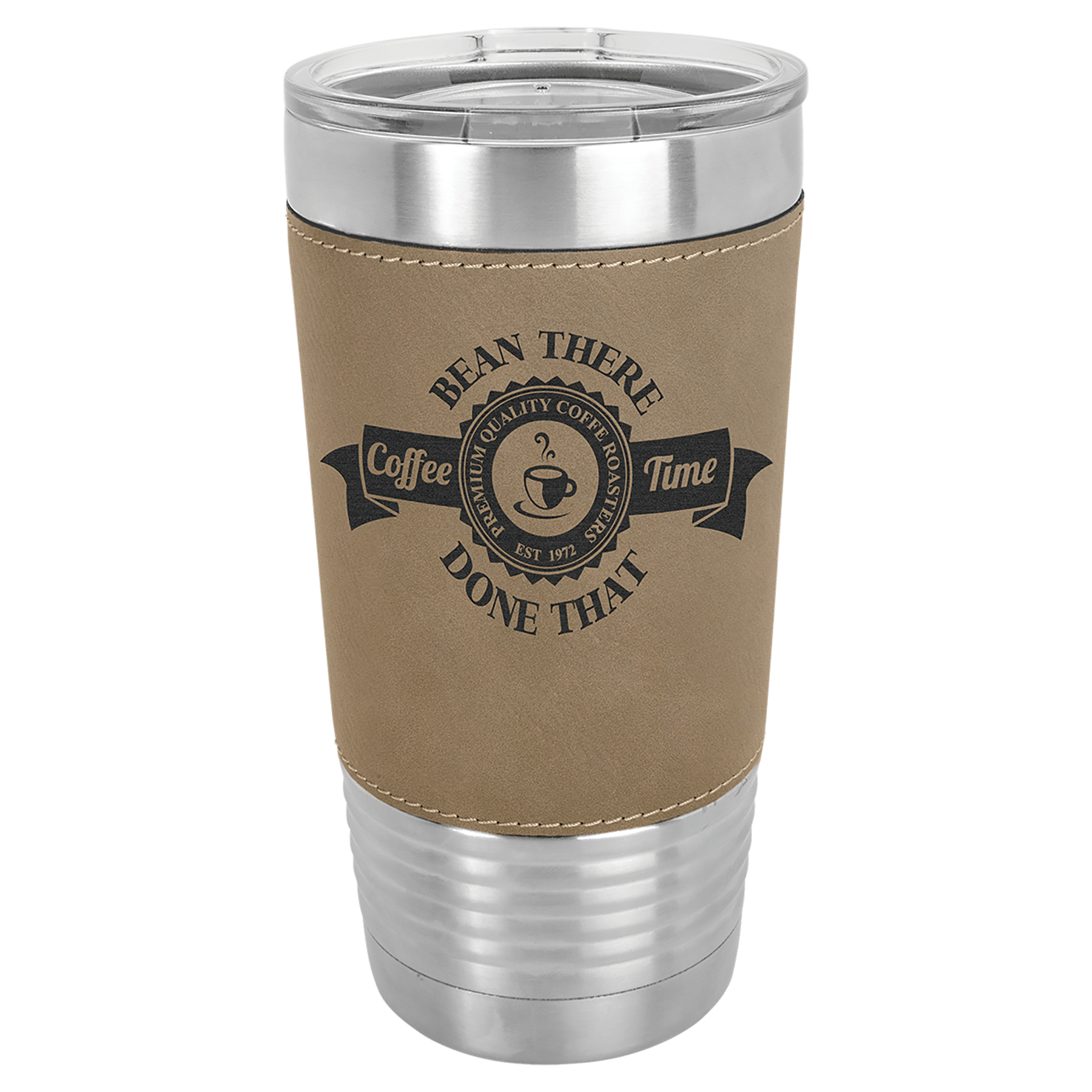 Polar Camel 20 oz. Light Brown Leatherette Grip Tumbler with Standard Lid