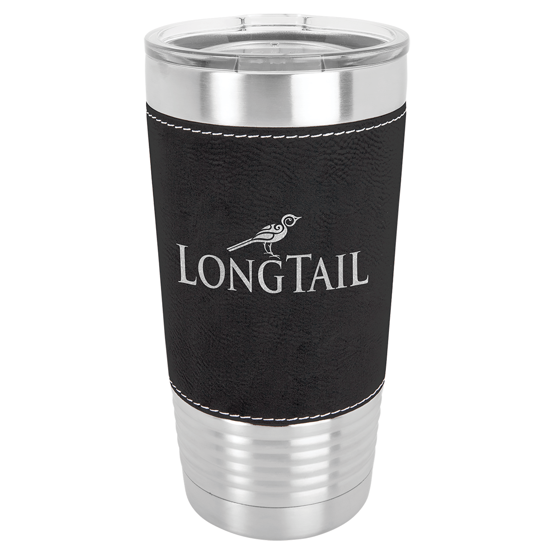 Polar Camel 20 oz. Black/Silver Leatherette Grip Tumbler with Standard Lid