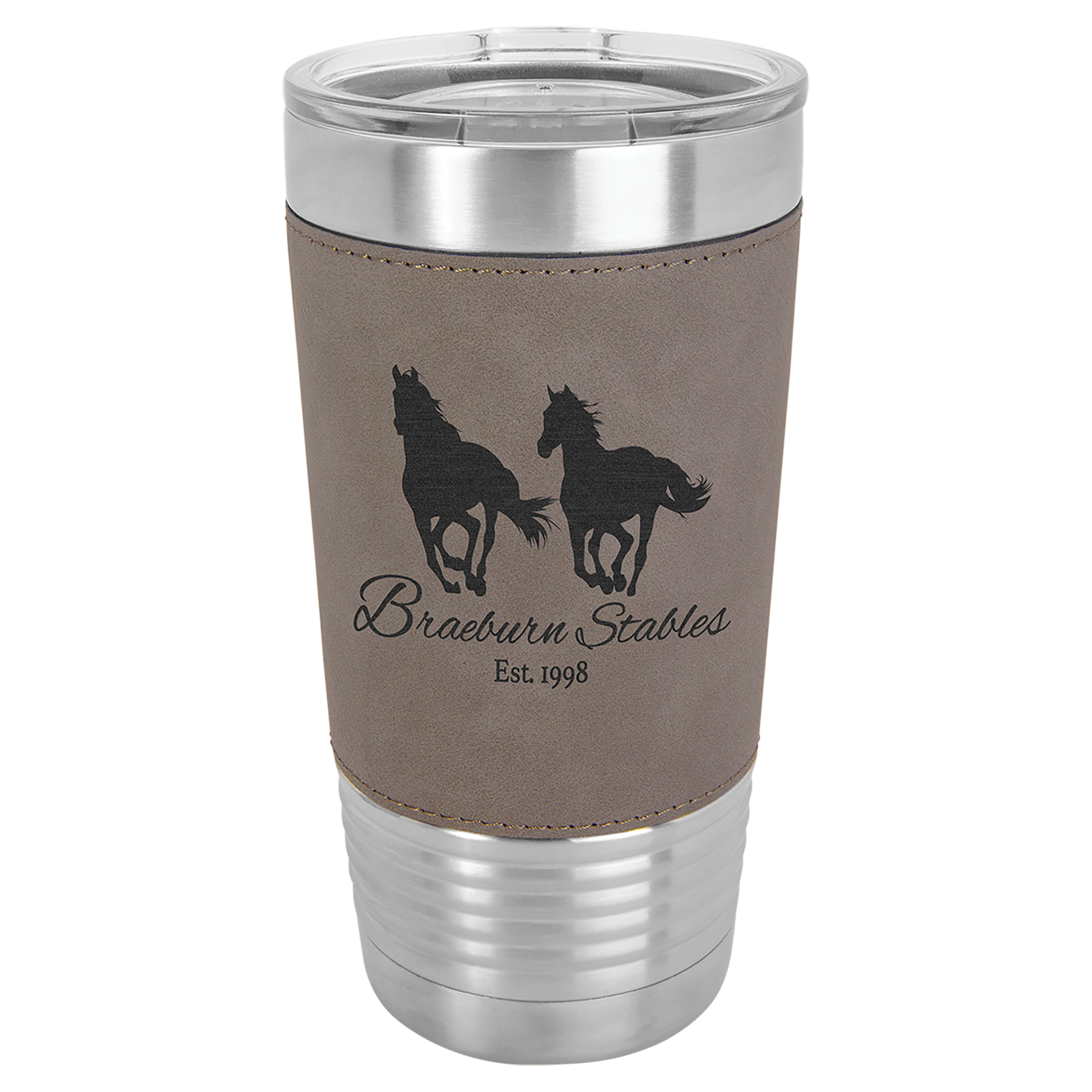 Polar Camel 20 oz. Gray Leatherette Grip Tumbler with Standard Lid