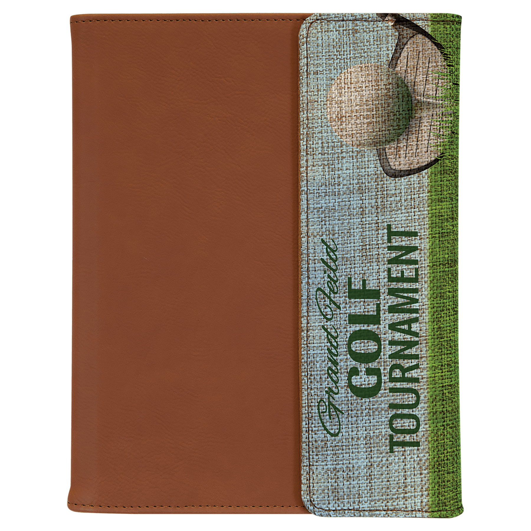 7" x 9" Rawhide Sublimatable Burlap Portfolio with Notepad