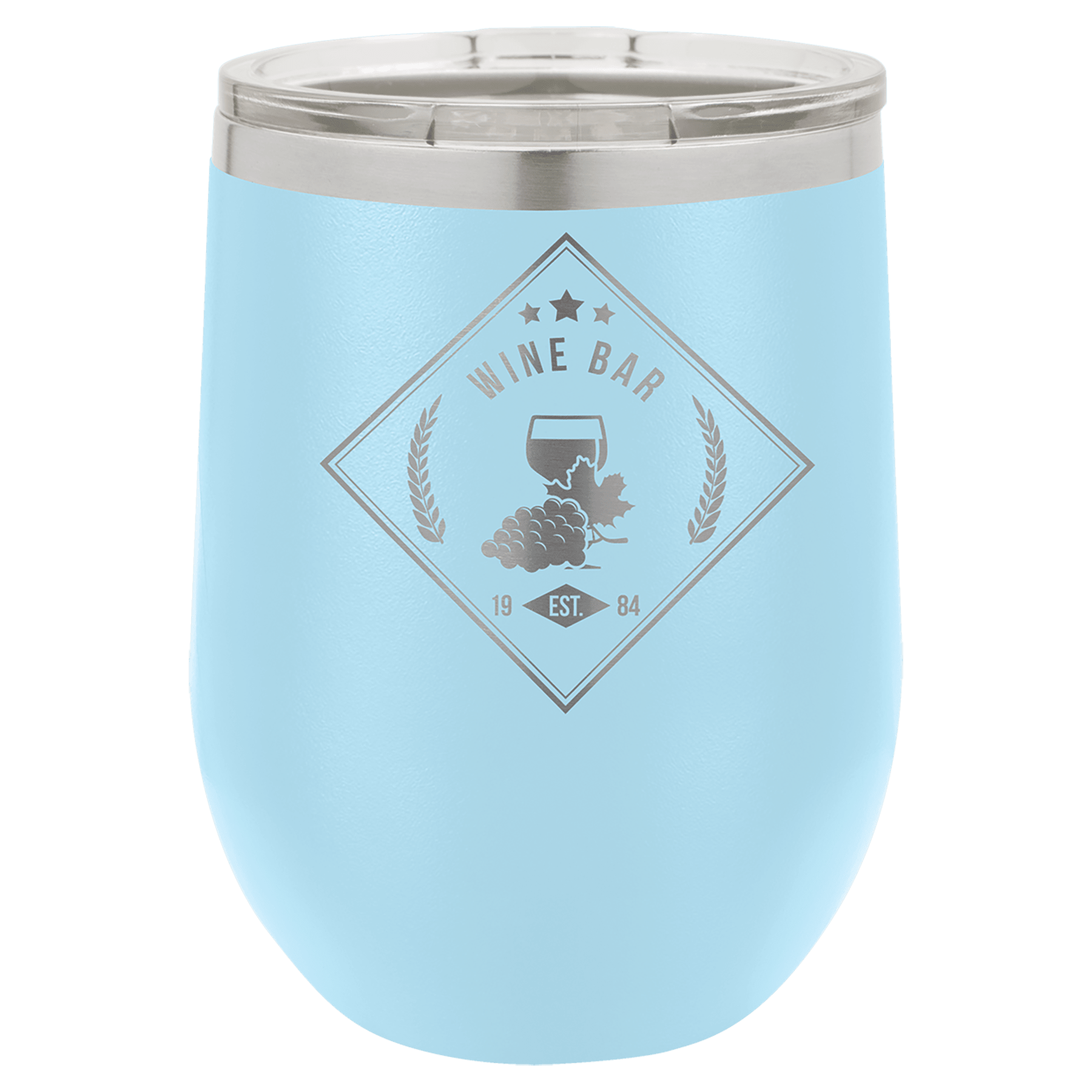 Polar Camel 12 oz. Light Blue Stemless Wine Tumbler with Standard Lid