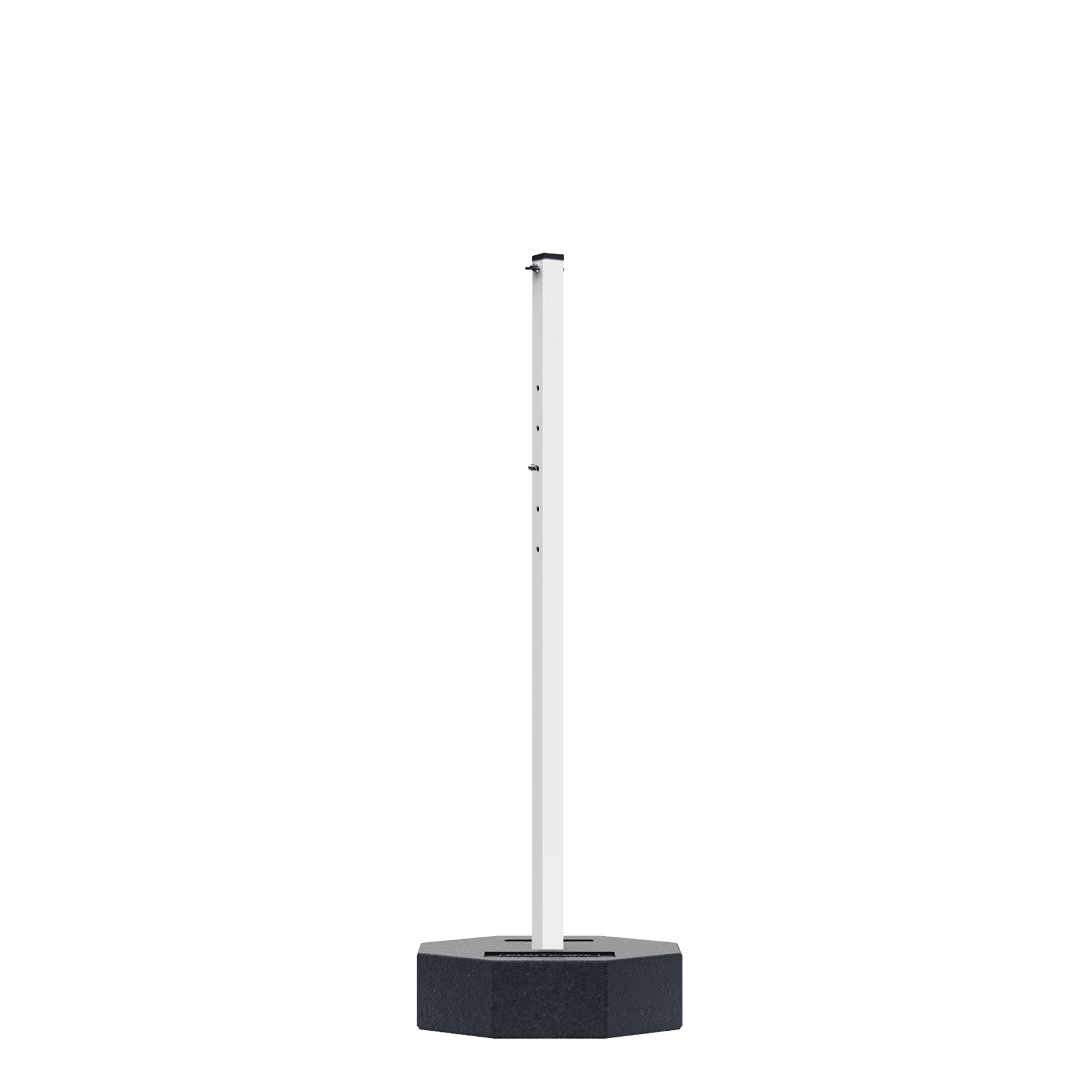 18 1/2" x 18 1/2" 60 lb. Rubber Base with 60" White Post, No Wheels