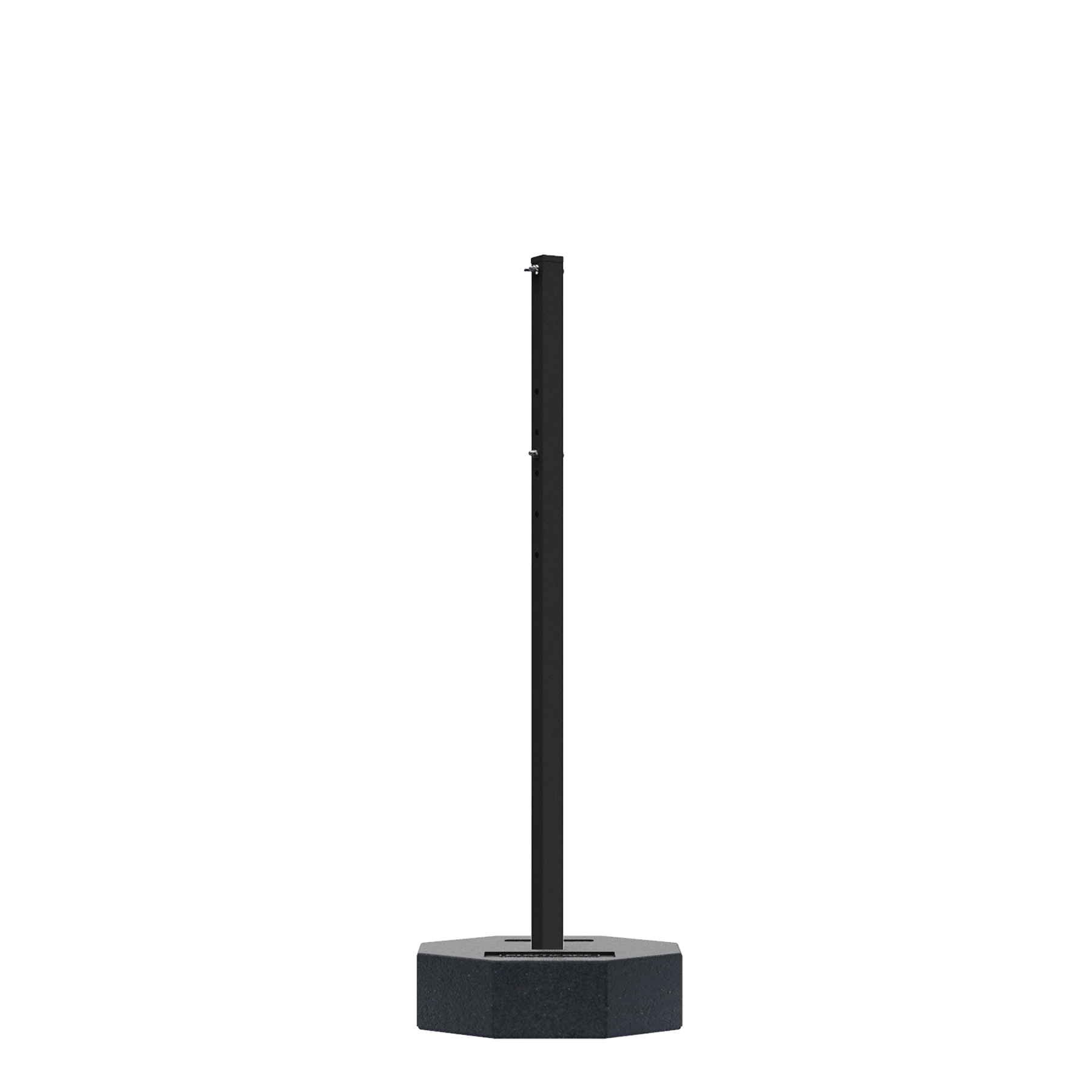 18 1/2" x 18 1/2" 60 lb. Rubber Base with 60" Black Post, No Wheels