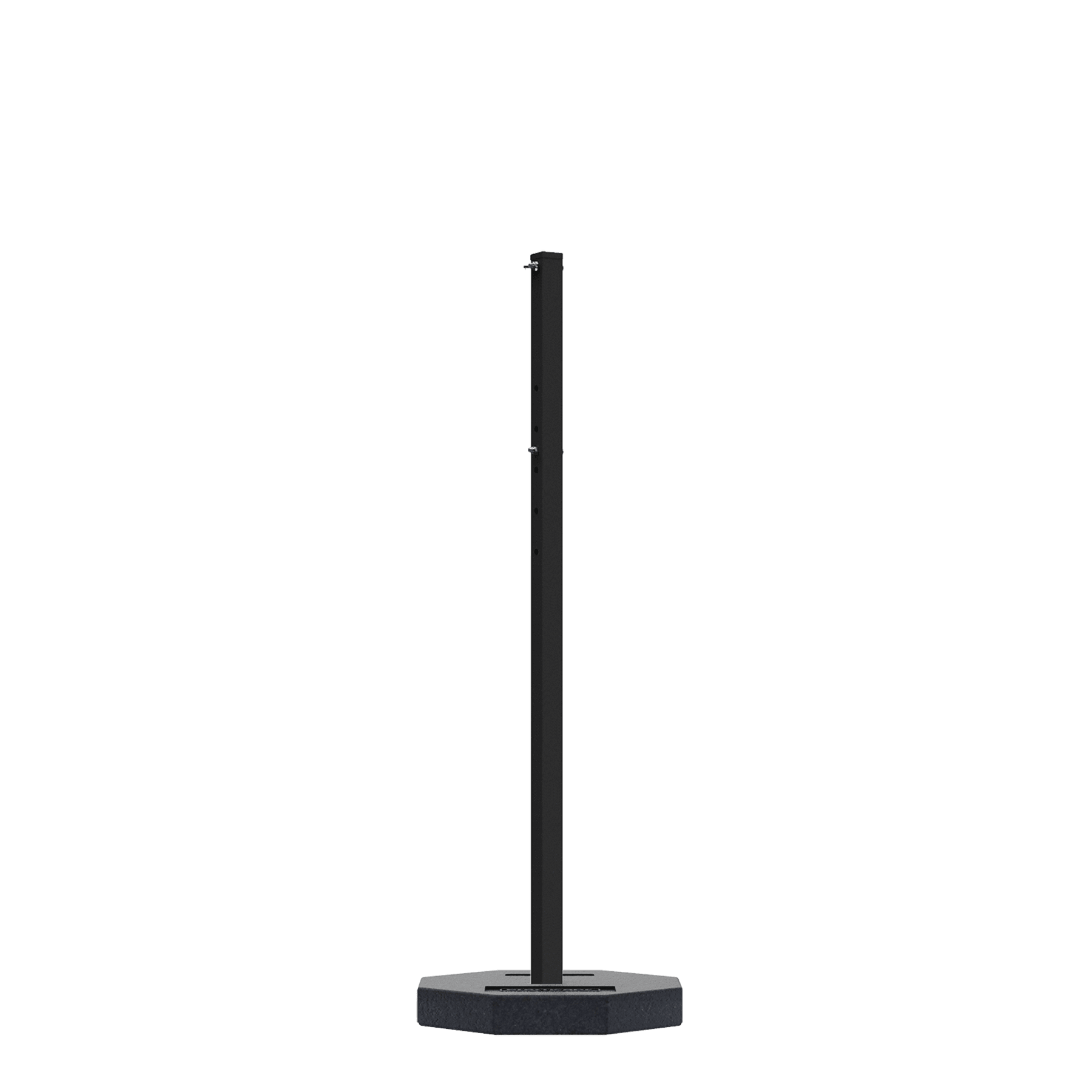 18 1/2" x 18 1/2" 30 lb. Rubber Base with 60" Black Post, No Wheels