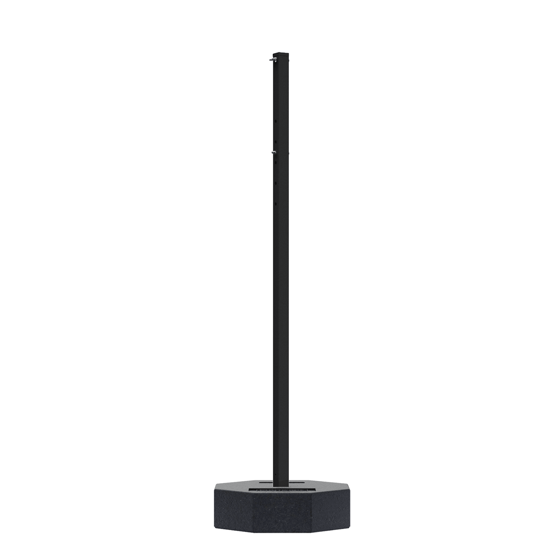 18 1/2" x 18 1/2" 60 lb. Rubber Base with 72" Black Post, No Wheels