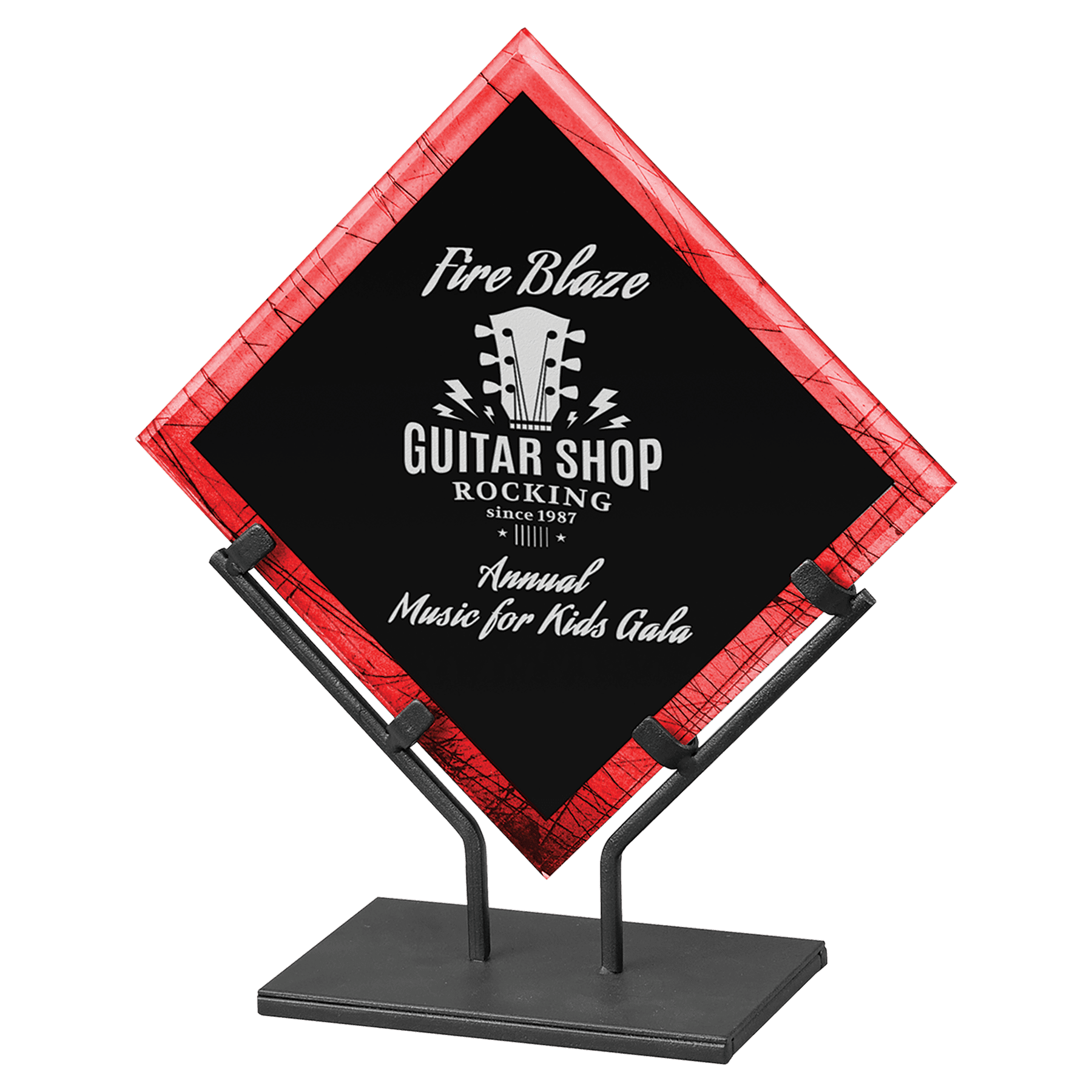 11 1/2" Red Galaxy Acrylic Plaque with Iron Stand