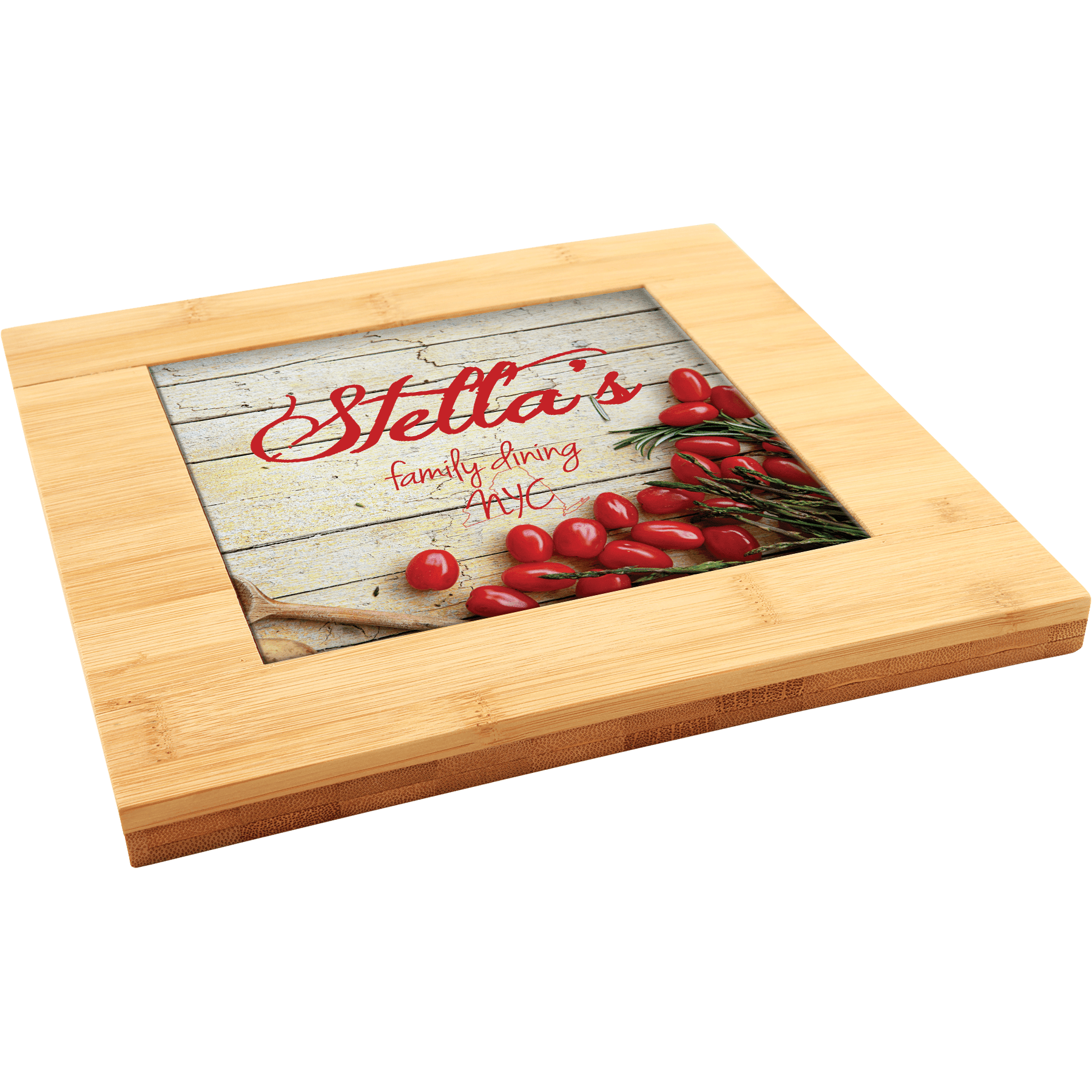 9" x 9" Bamboo Trivet with Recessed Area for 6" Tiles