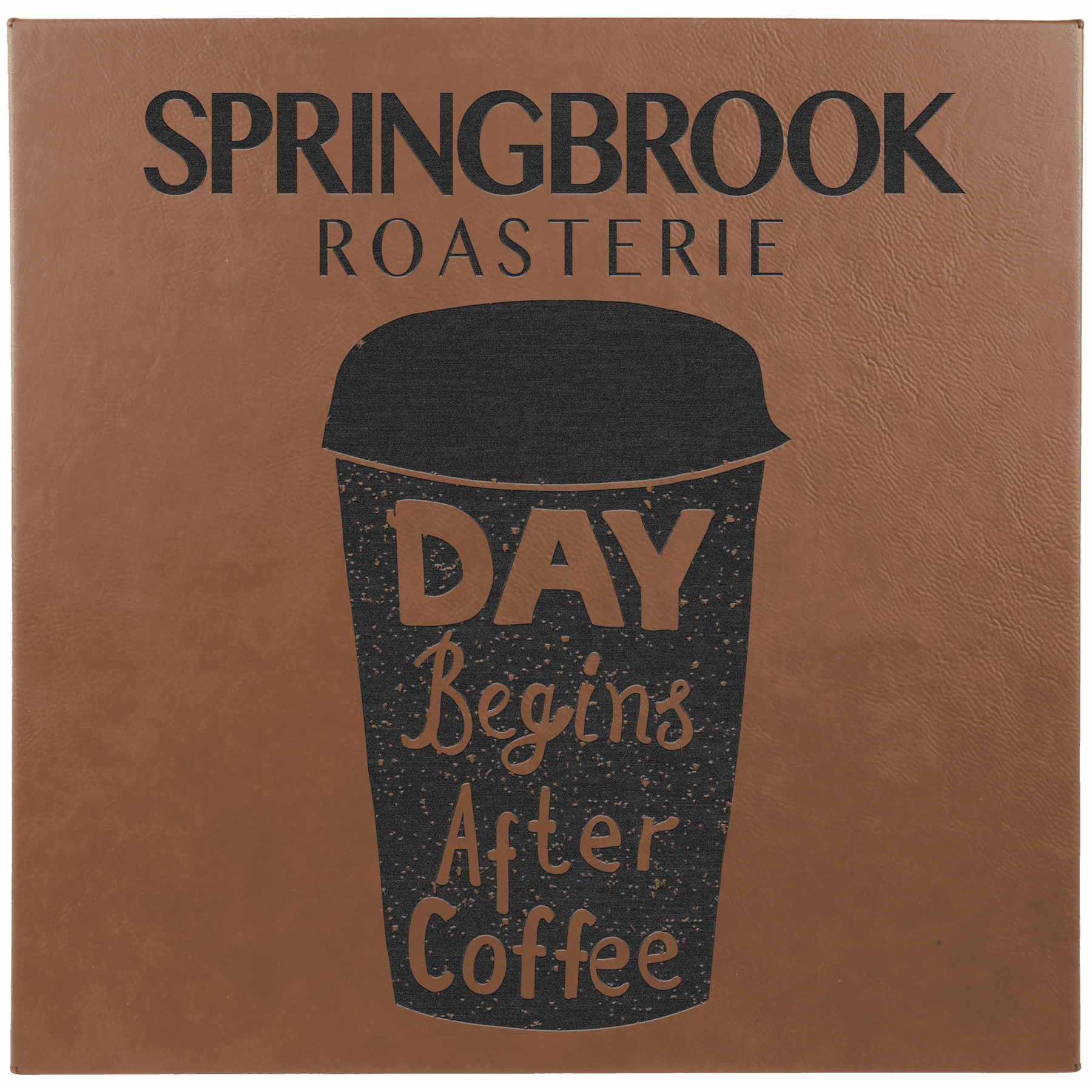 14" x 14" Dark Brown Laserable Leatherette Wall Decor with Sawtooth Hanger