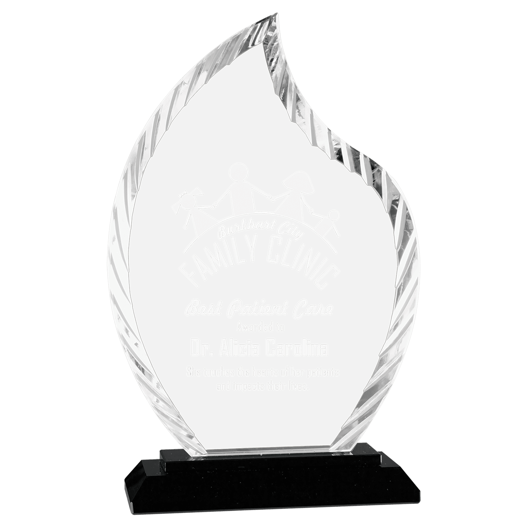 8" Flame Accent Glass on Black Base