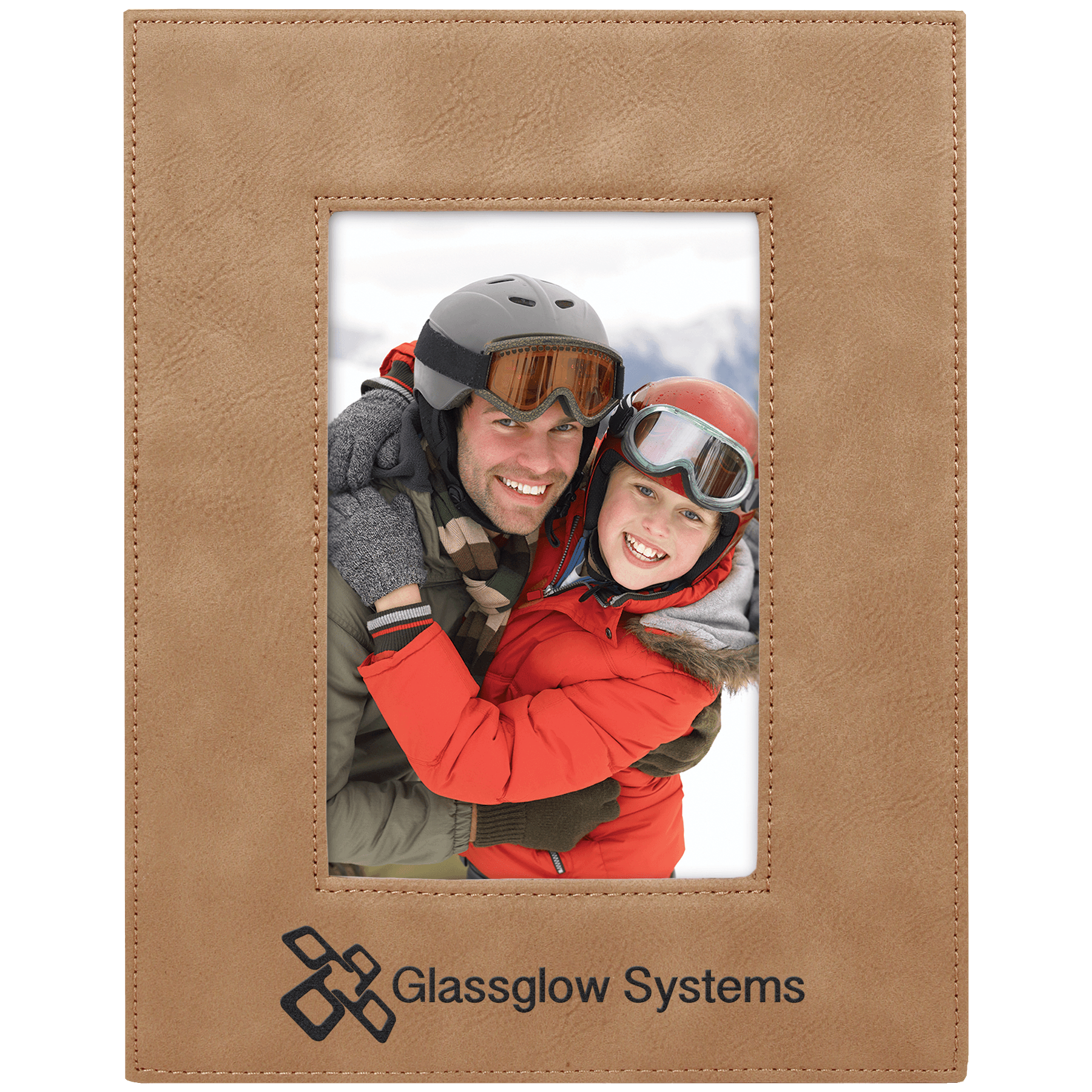 4" x 6" Light Brown Laserable Leatherette Photo Frame