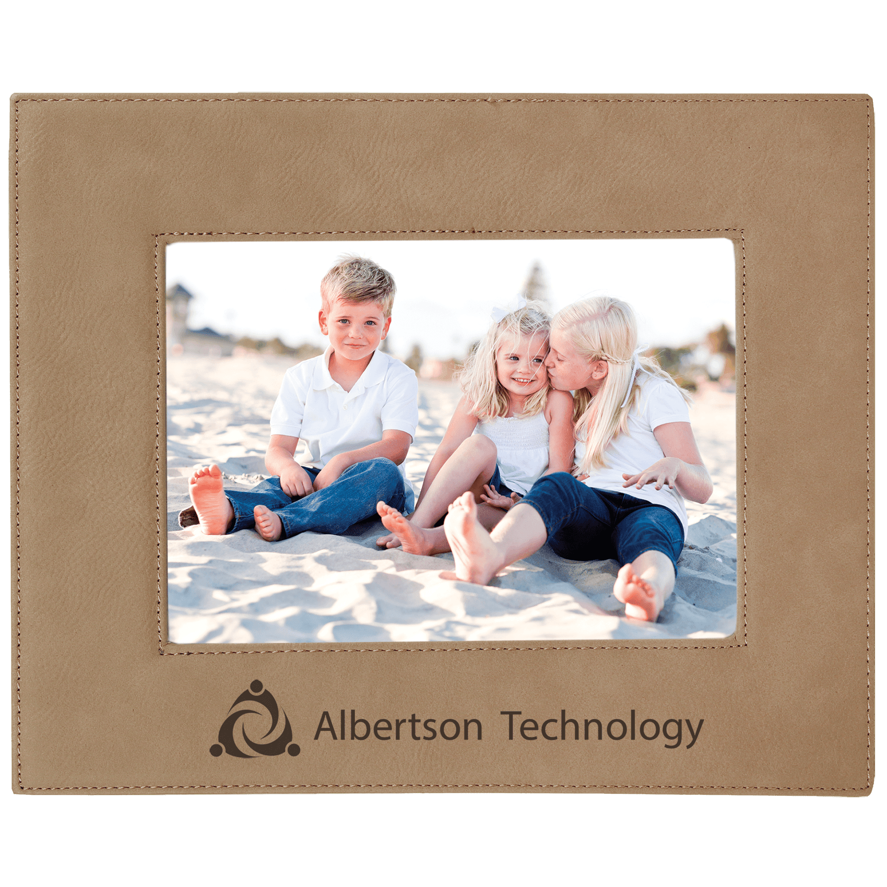 5" x 7" Light Brown Laserable Leatherette Photo Frame