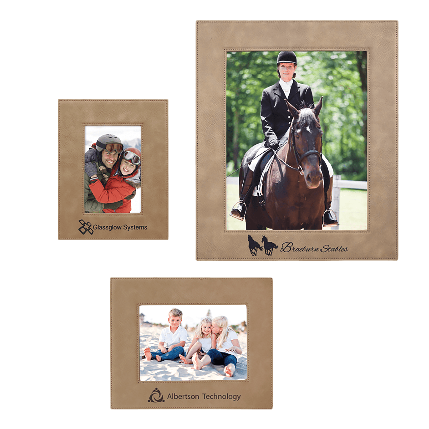 Light Brown Leatherette Photo Frame Sample Set