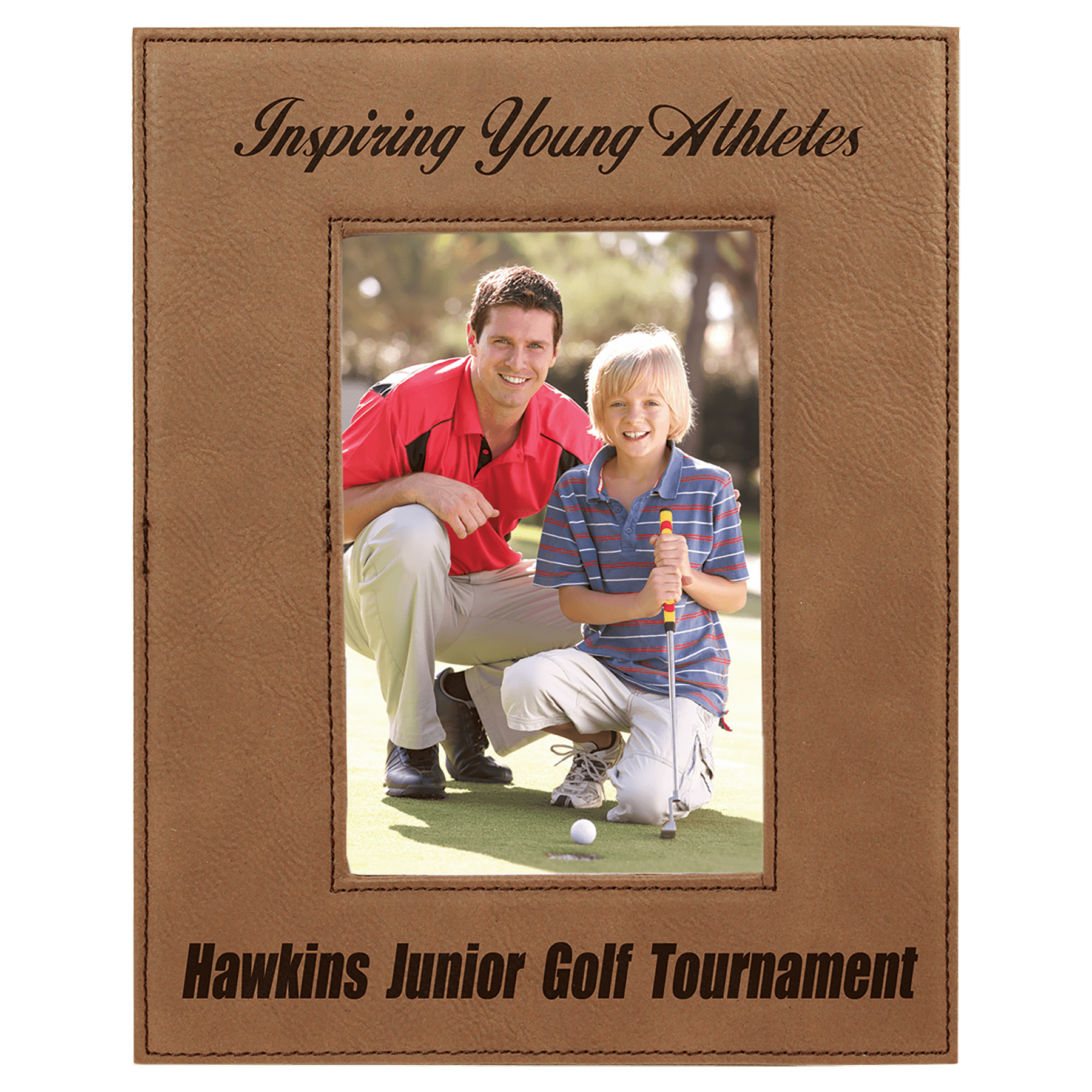 4" x 6" Dark Brown Laserable Leatherette Photo Frame