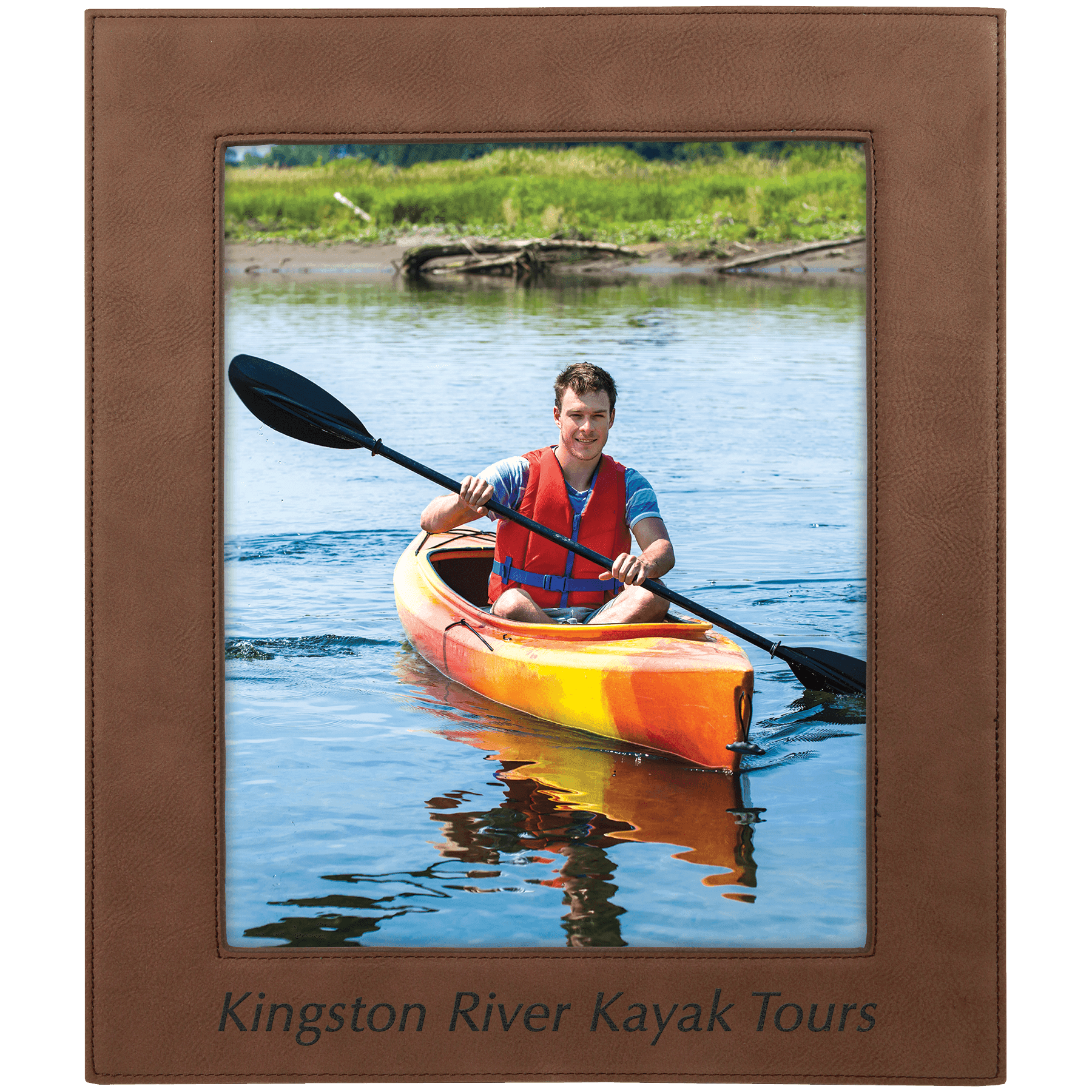 8" x 10" Dark Brown Laserable Leatherette Photo Frame