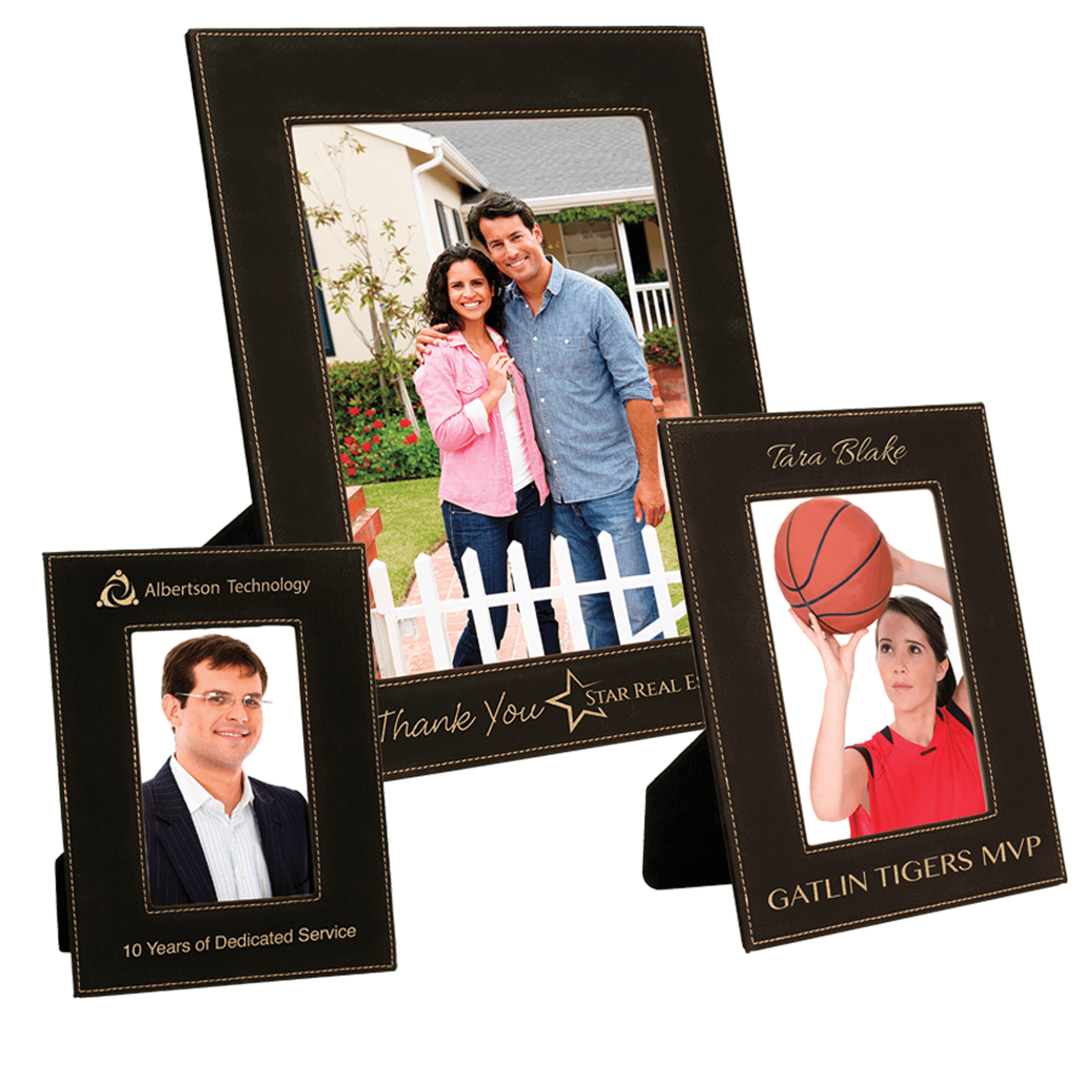 Black/Gold Leatherette Photo Frame Sample Set