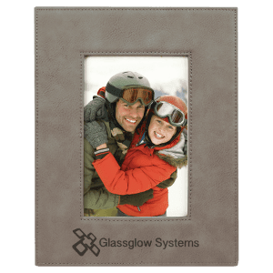 4" x 6" Gray Laserable Leatherette Photo Frame
