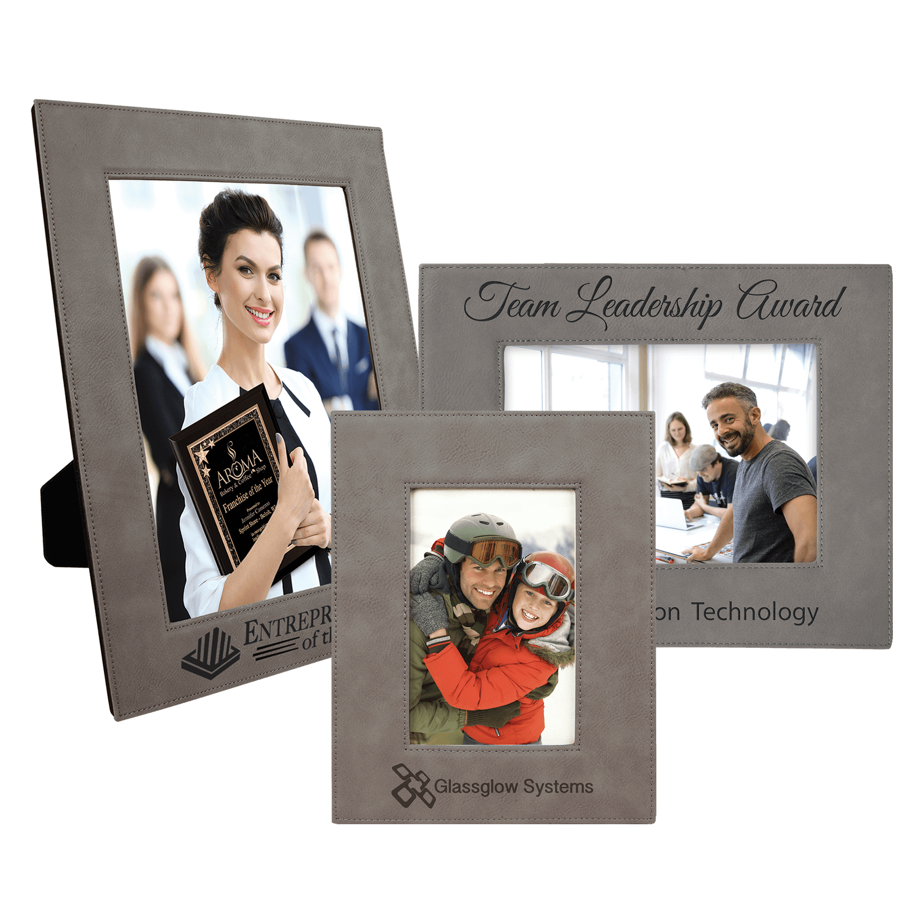 Gray Leatherette Photo Frame Sample Set