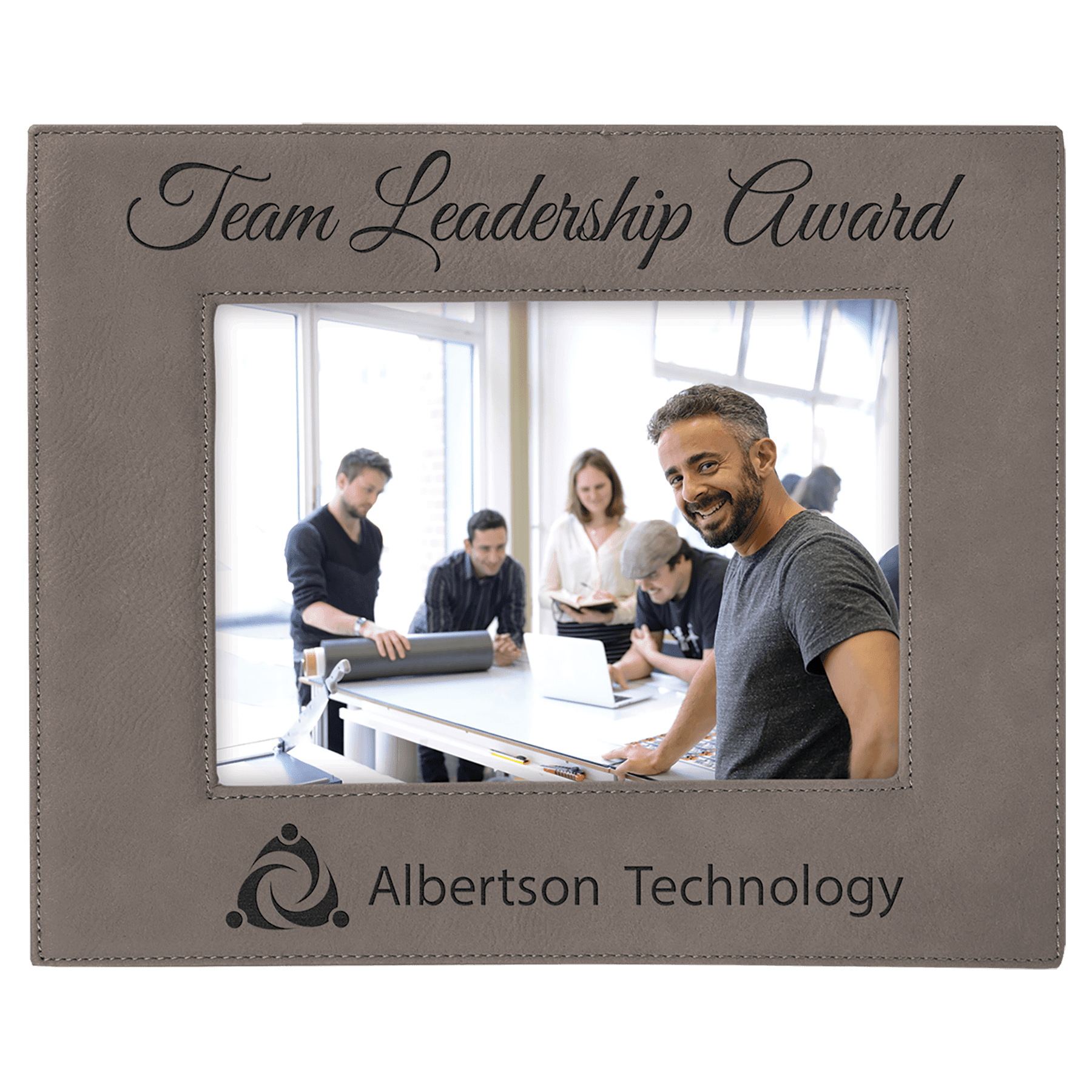 5" x 7" Gray Laserable Leatherette Photo Frame