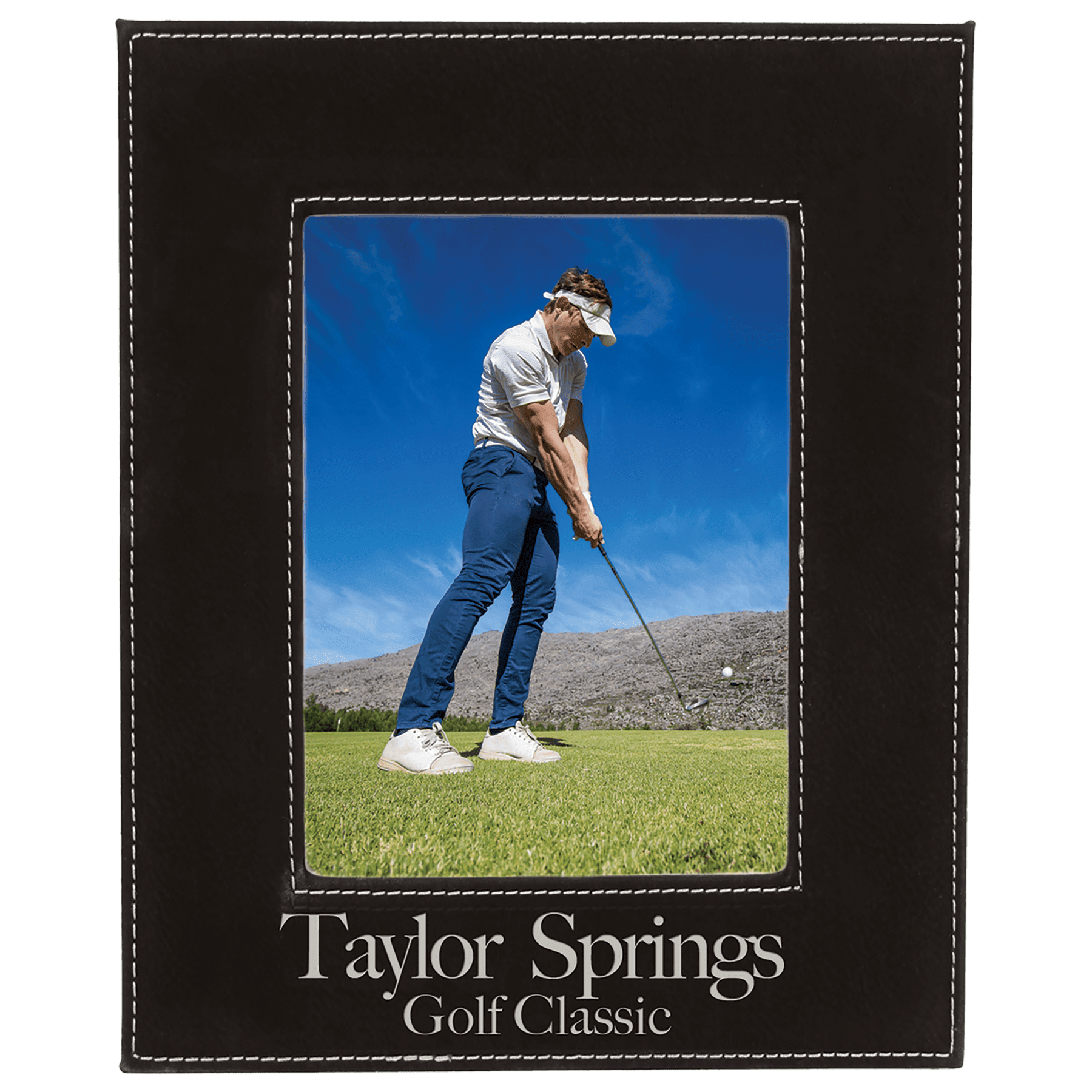 5" x 7" Black/Silver Laserable Leatherette Photo Frame