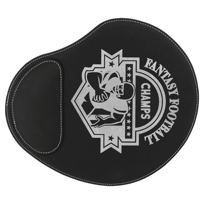 9" x 10 1/4" Black/Silver Laserable Leatherette Mouse Pad