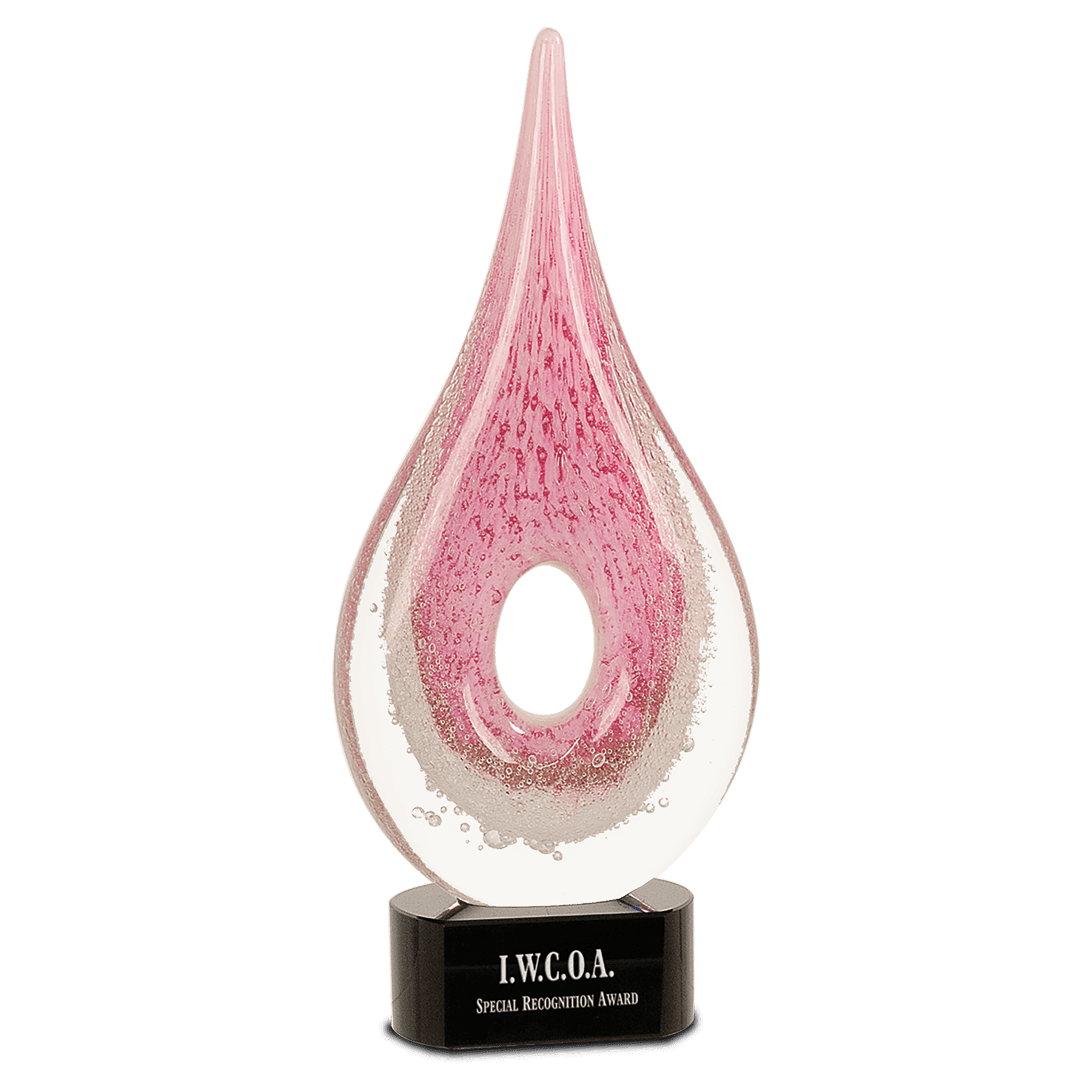 12" Pink Round Window Raindrop Art Glass