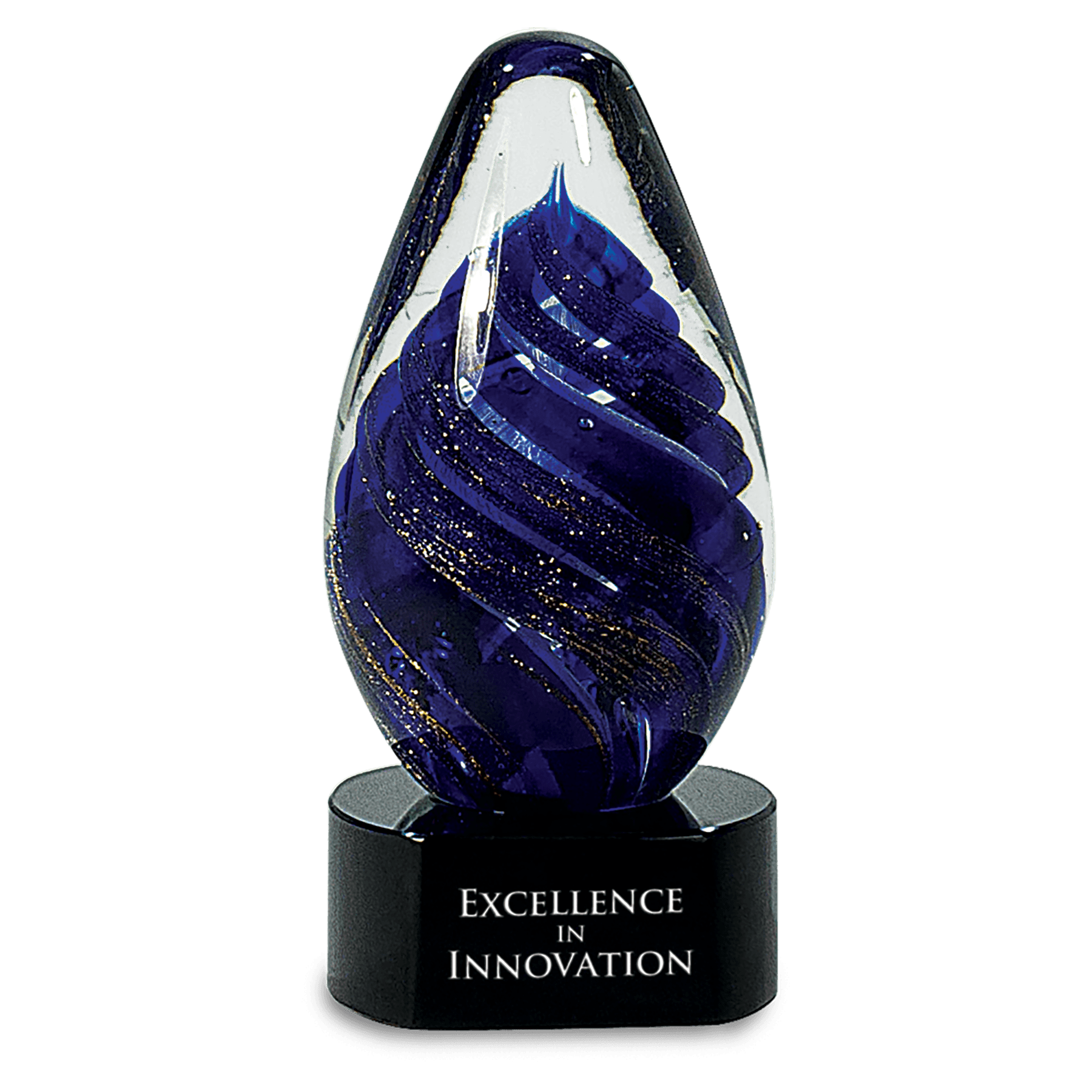 6 1/2" Blue Tear Drop Art Glass