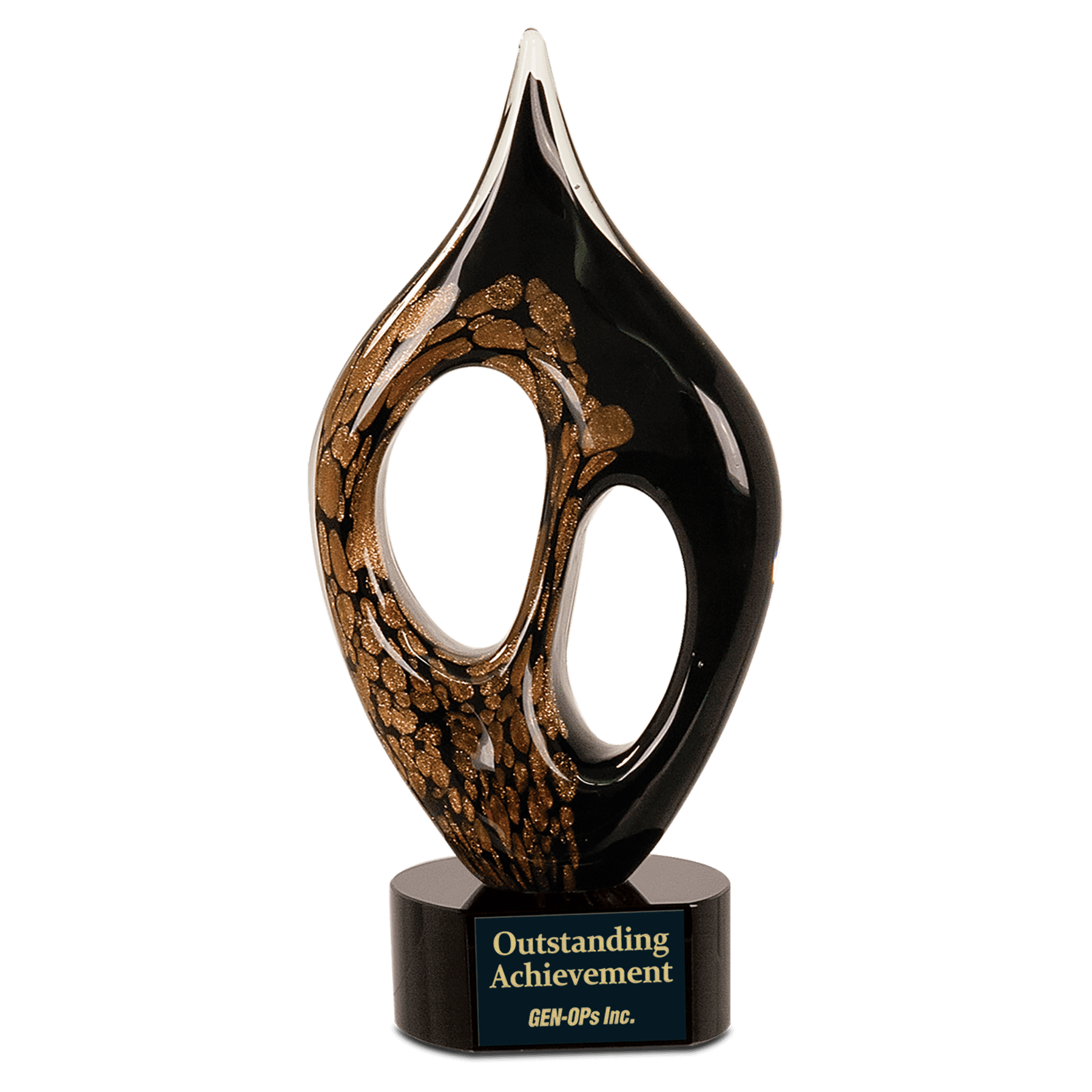 10 1/4" Black & Gold Coral Art Glass