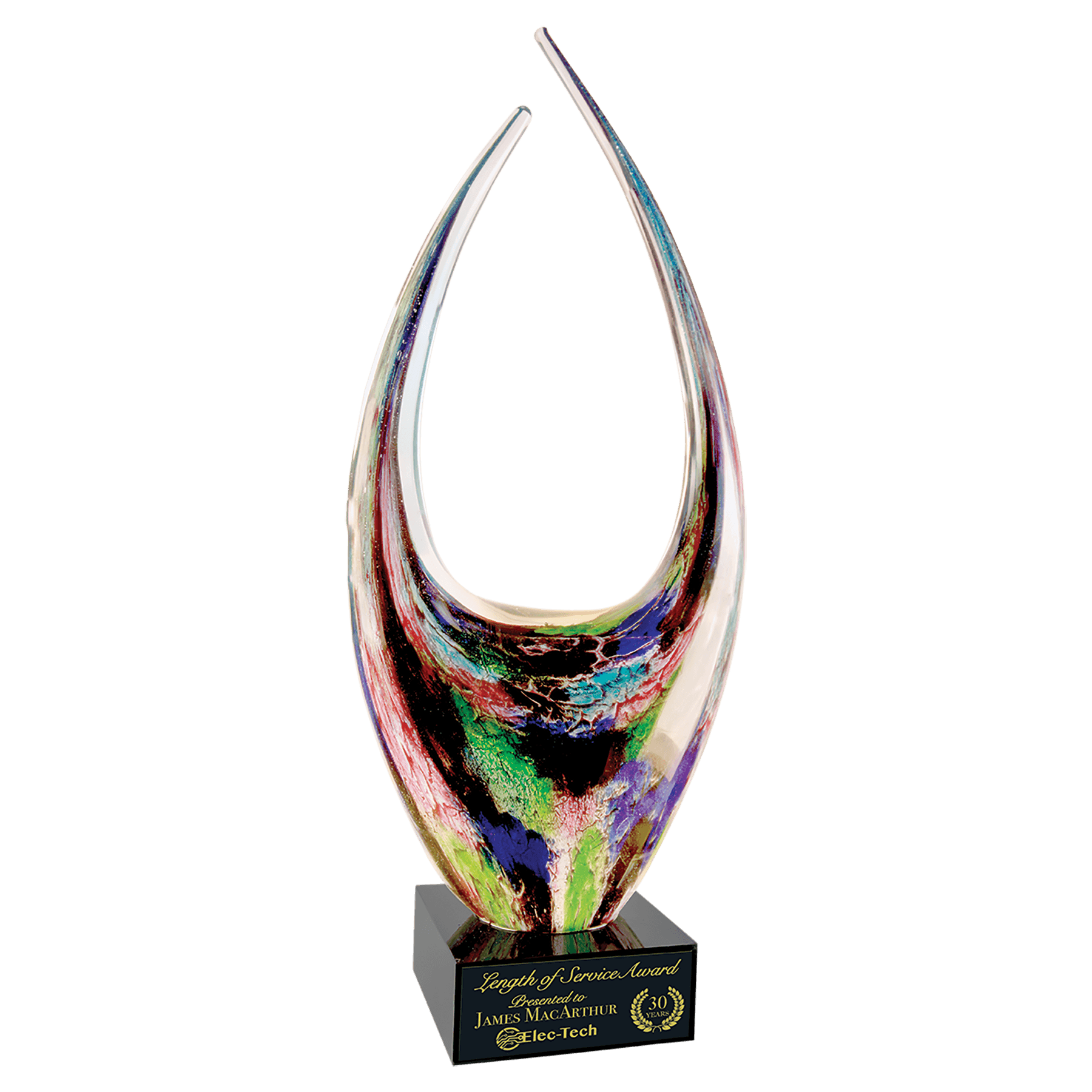 16 3/4" Dual Rising Art Glass with Square Black Base