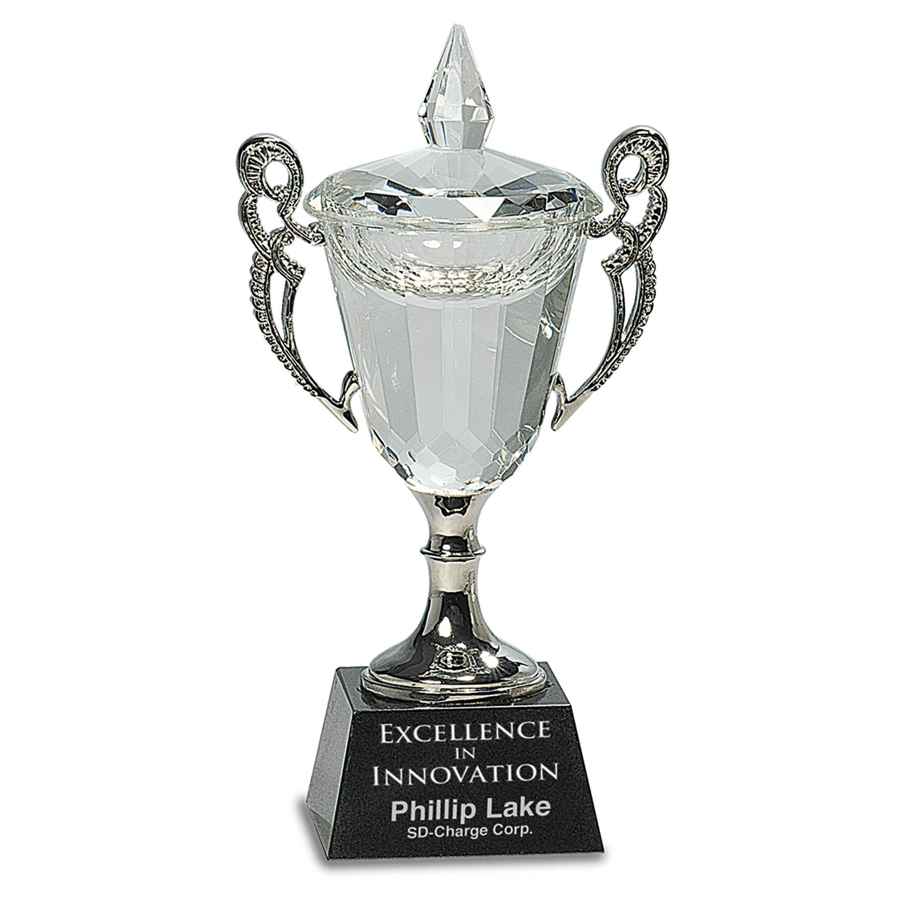 8" Crystal Cup with Silver Handles and Stem