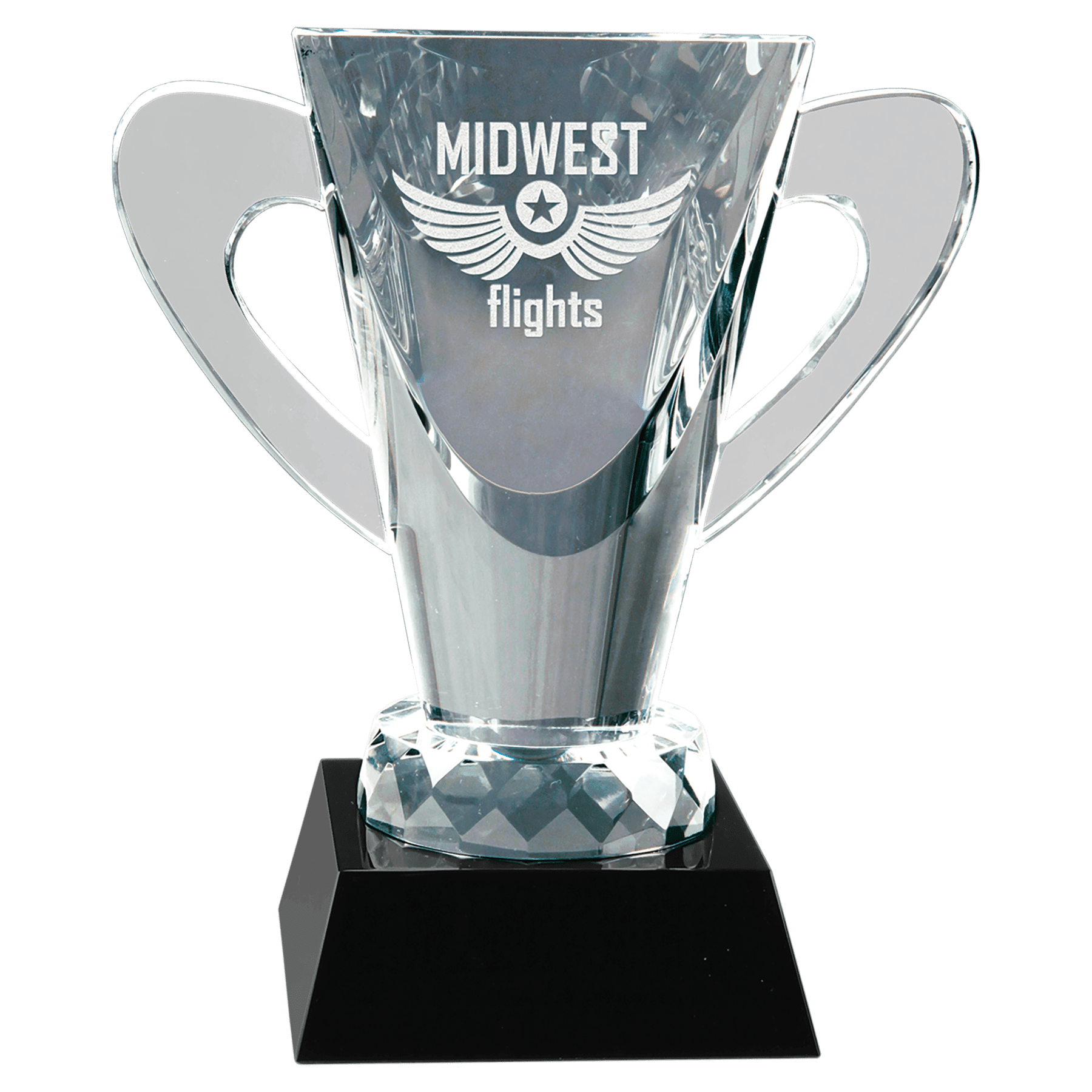 6 1/2" Crystal Cup on Black Pedestal Base