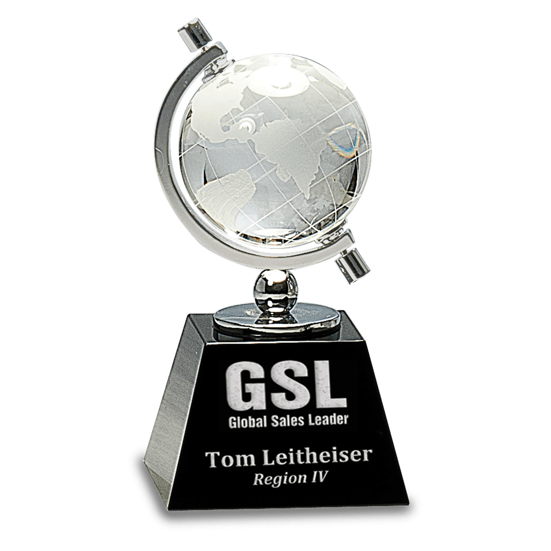 6" Crystal Spinning Globe on Black Base