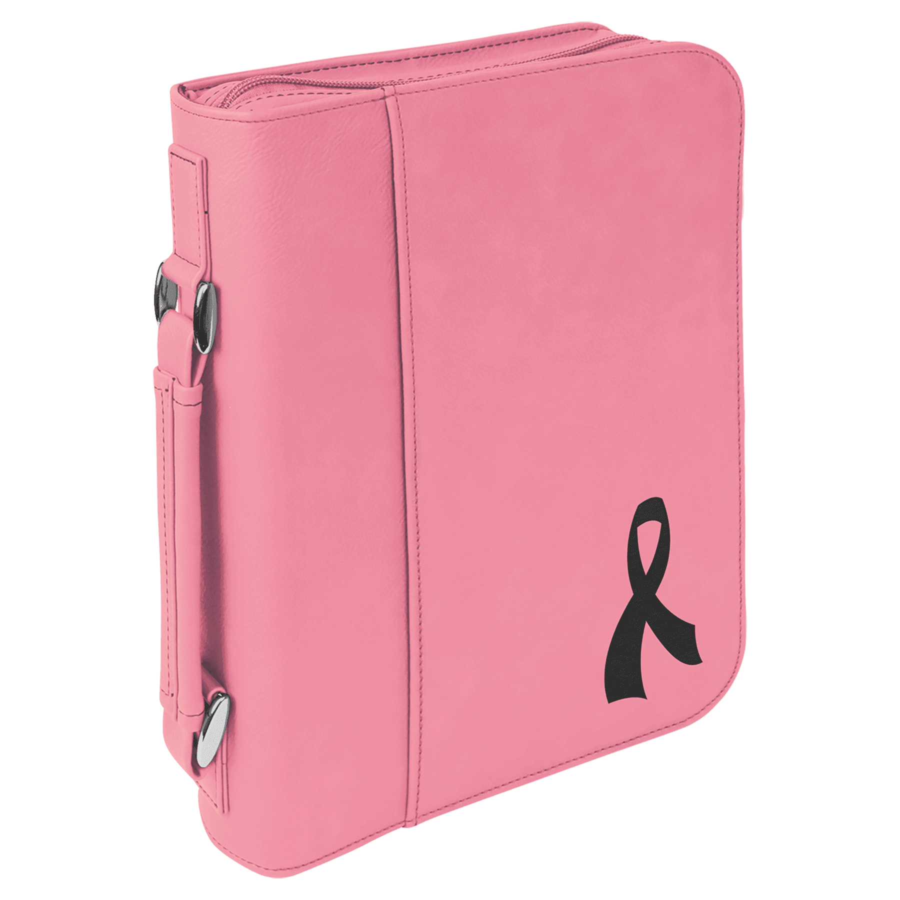 7 1/2" x 10 3/4" Pink Leatherette Book/Bible Cover with Handle & Zipper