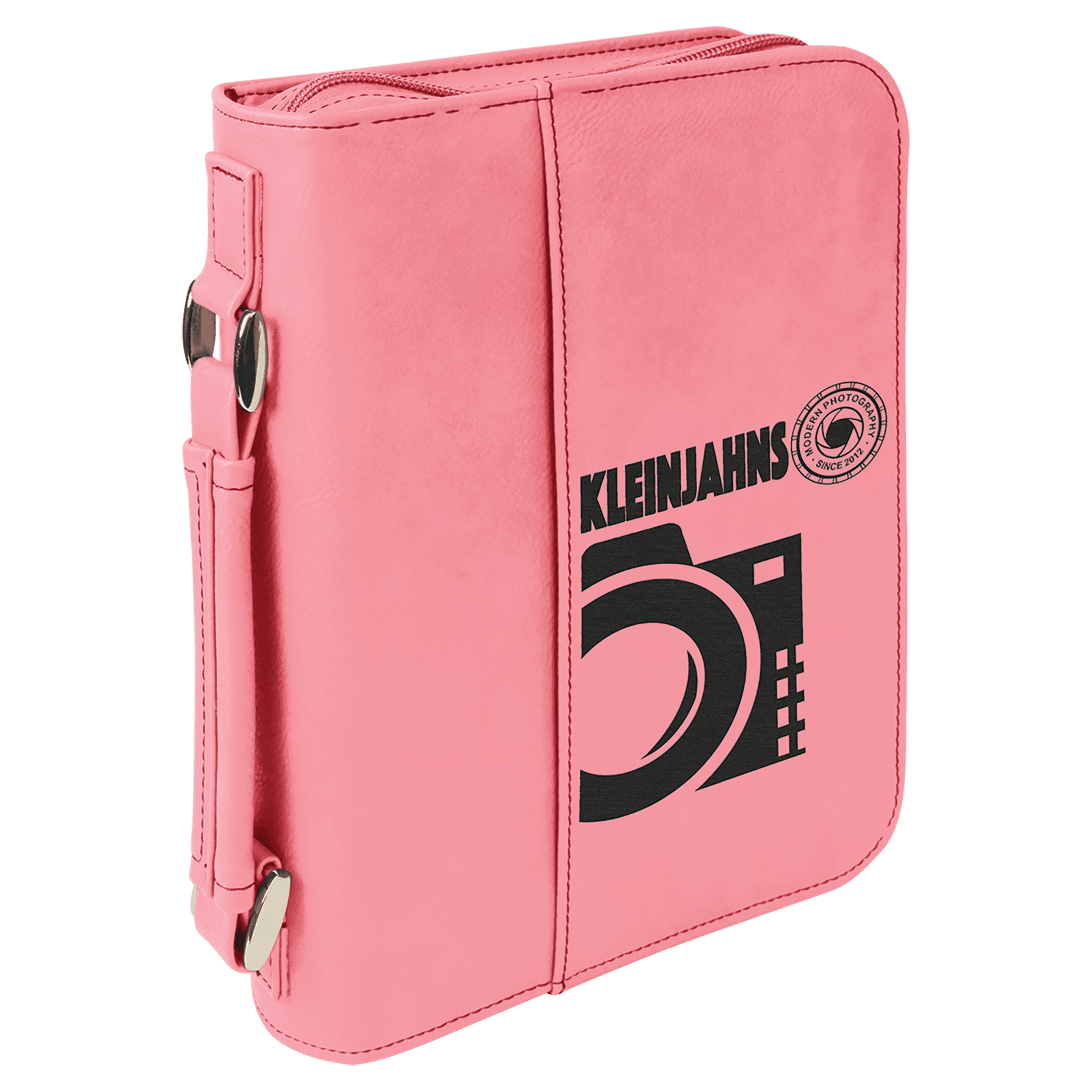 6 3/4" x 9 1/4" Pink Leatherette Book/Bible Cover with Handle & Zipper