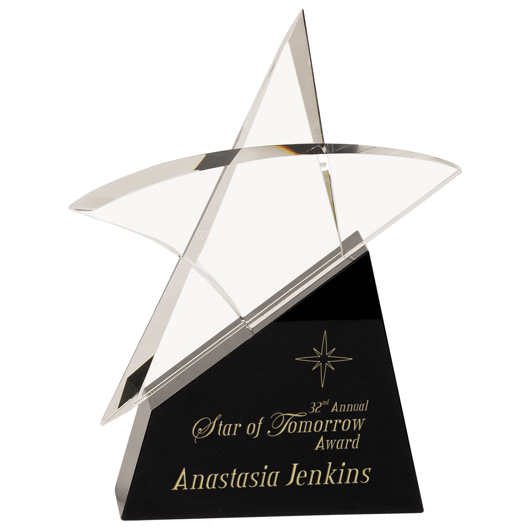 9 1/2" Clear Crystal Outline Star on Black Base