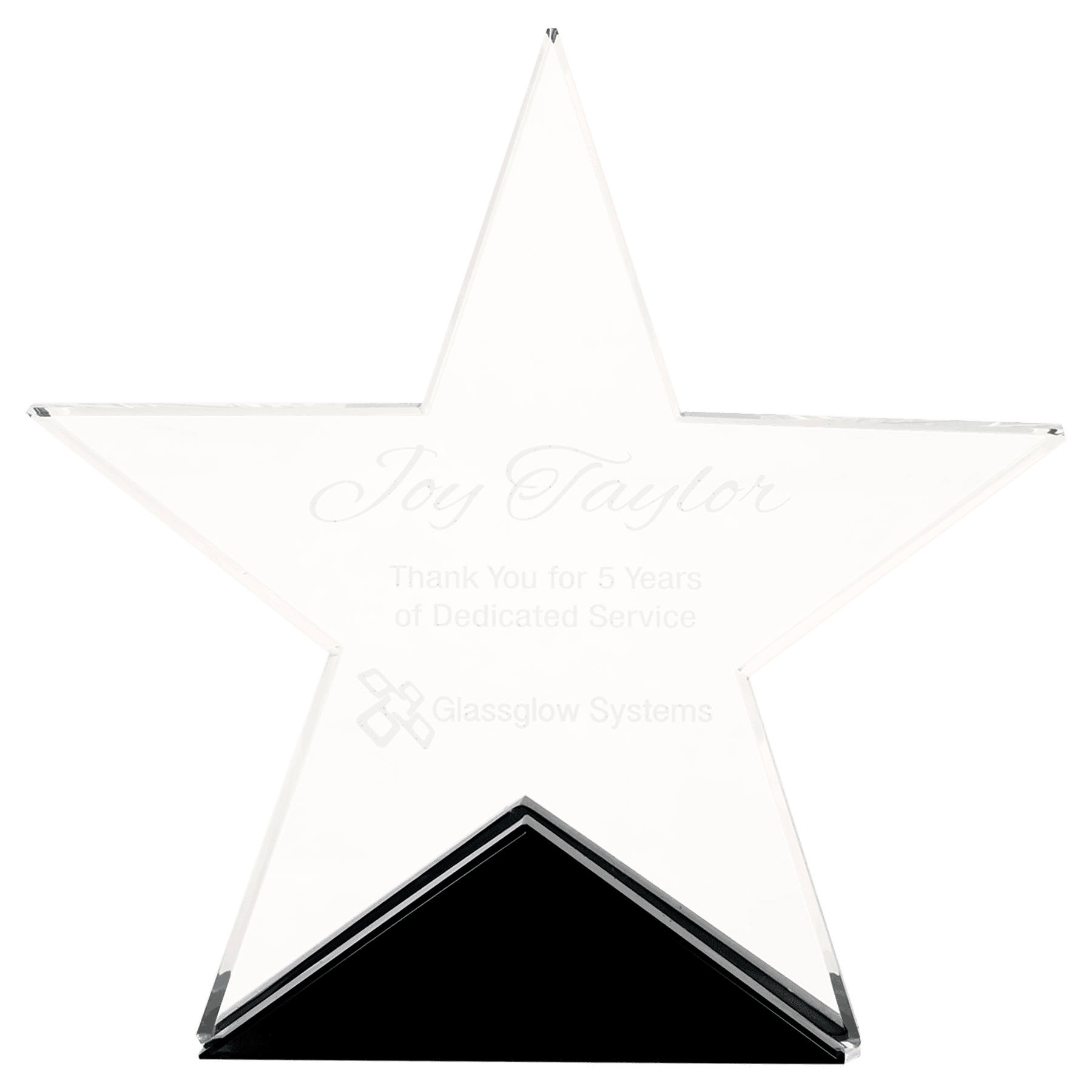 5 3/4" x 5 1/2" Clear Glass Star on Black Base