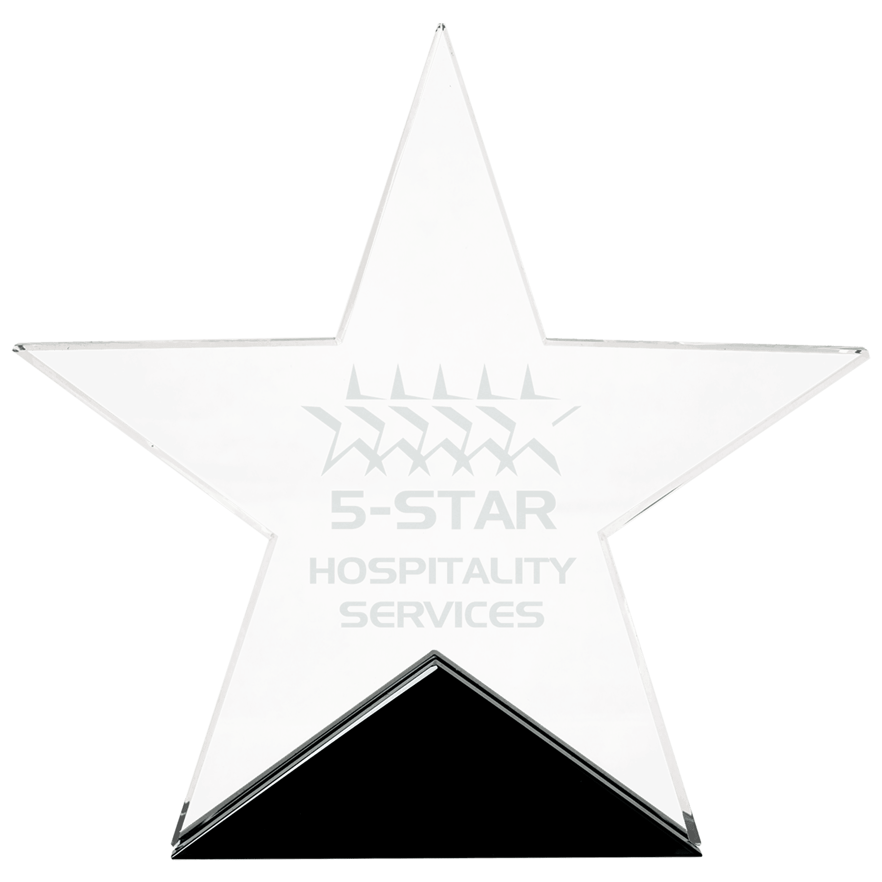 6 3/4" x 6 1/2" Clear Glass Star on Black Base