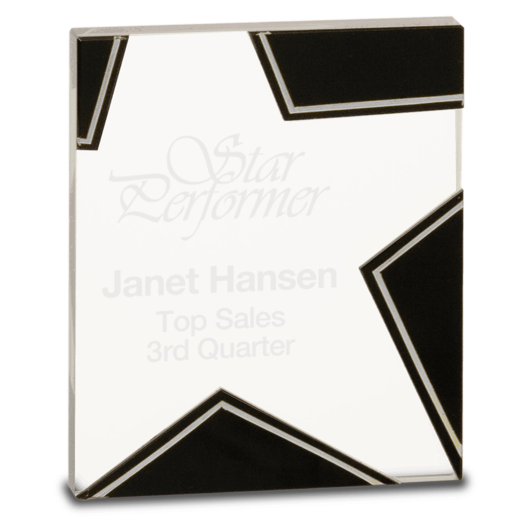 5 1/2" Silver and Black Star Glass