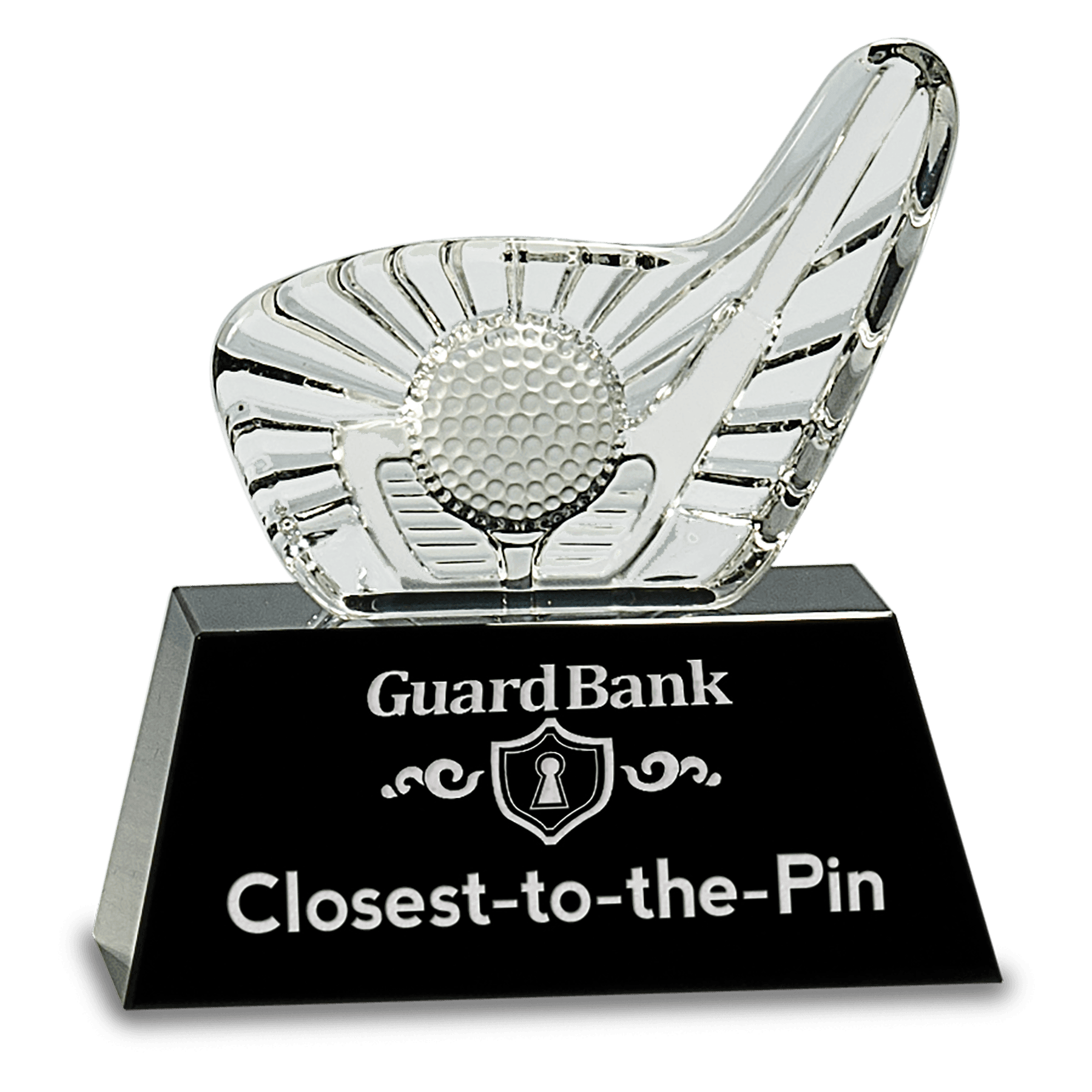 6" Crystal Golf Club & Ball on Black Base