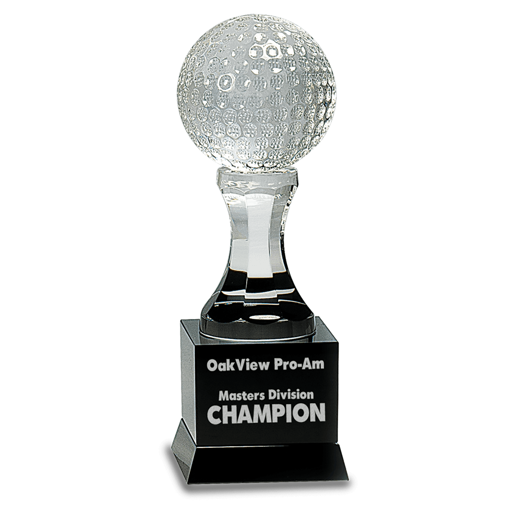 9" Crystal Golf Ball on Black Pedestal Base