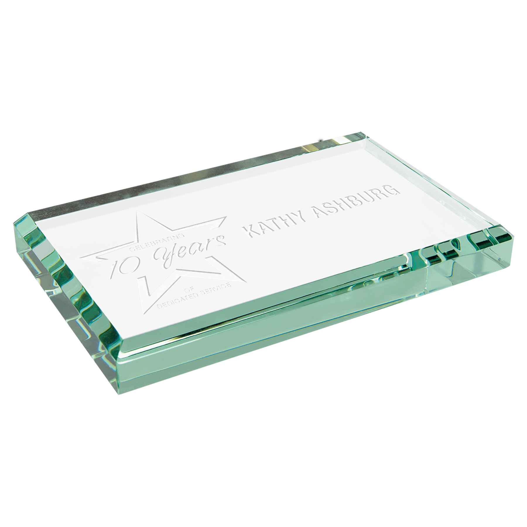 4" x 2 1/2" x 1/2" Jade Glass Paperweight