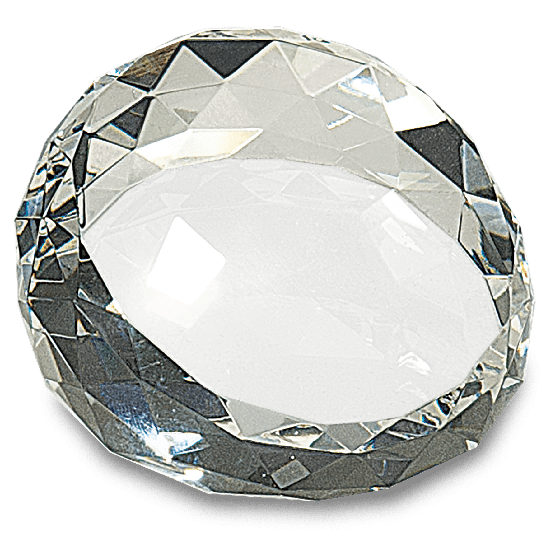 2 1/2" x 1 3/4" Clear Round Crystal Facet Paperweight