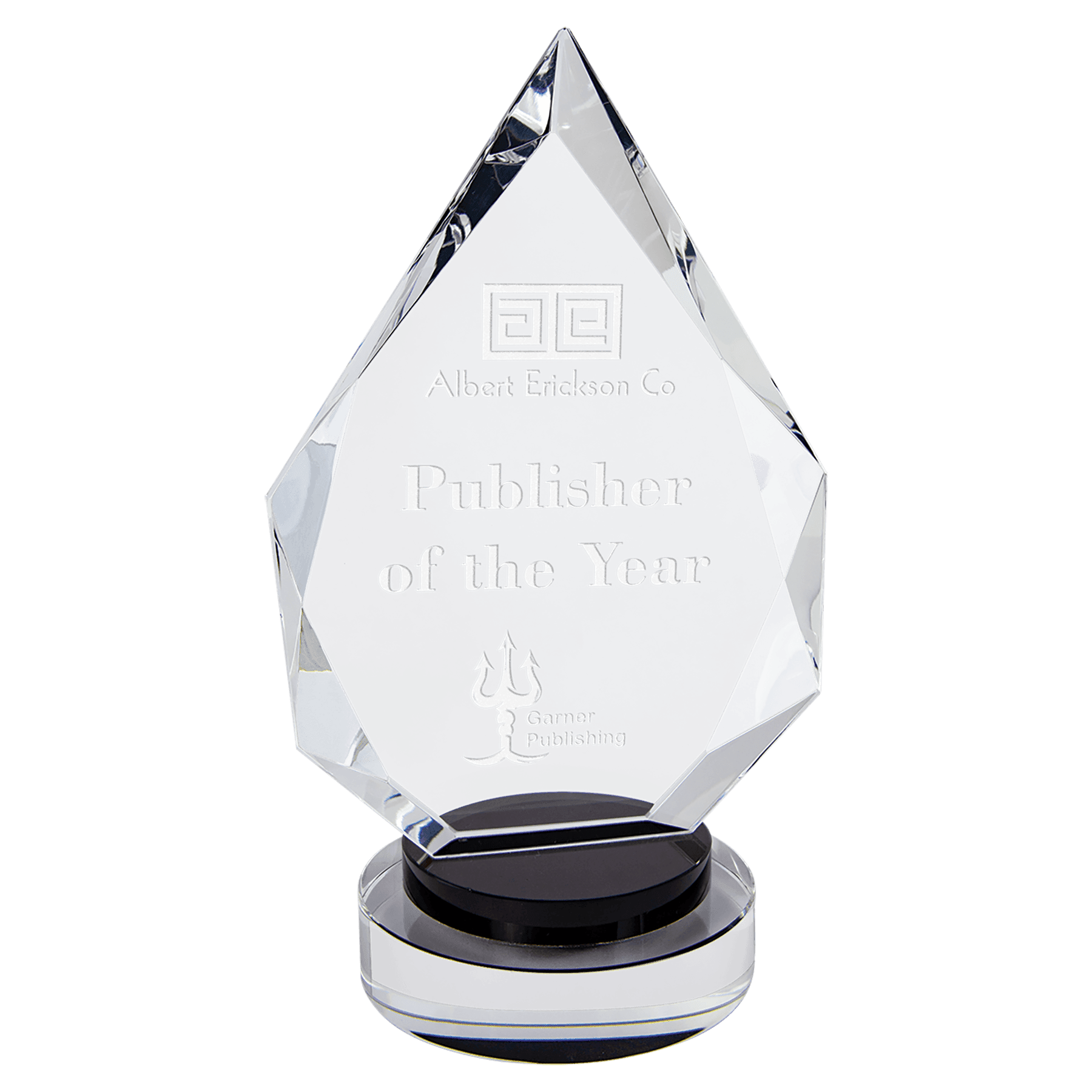 9 1/2" Diamond Crystal on Black & Clear Round Base