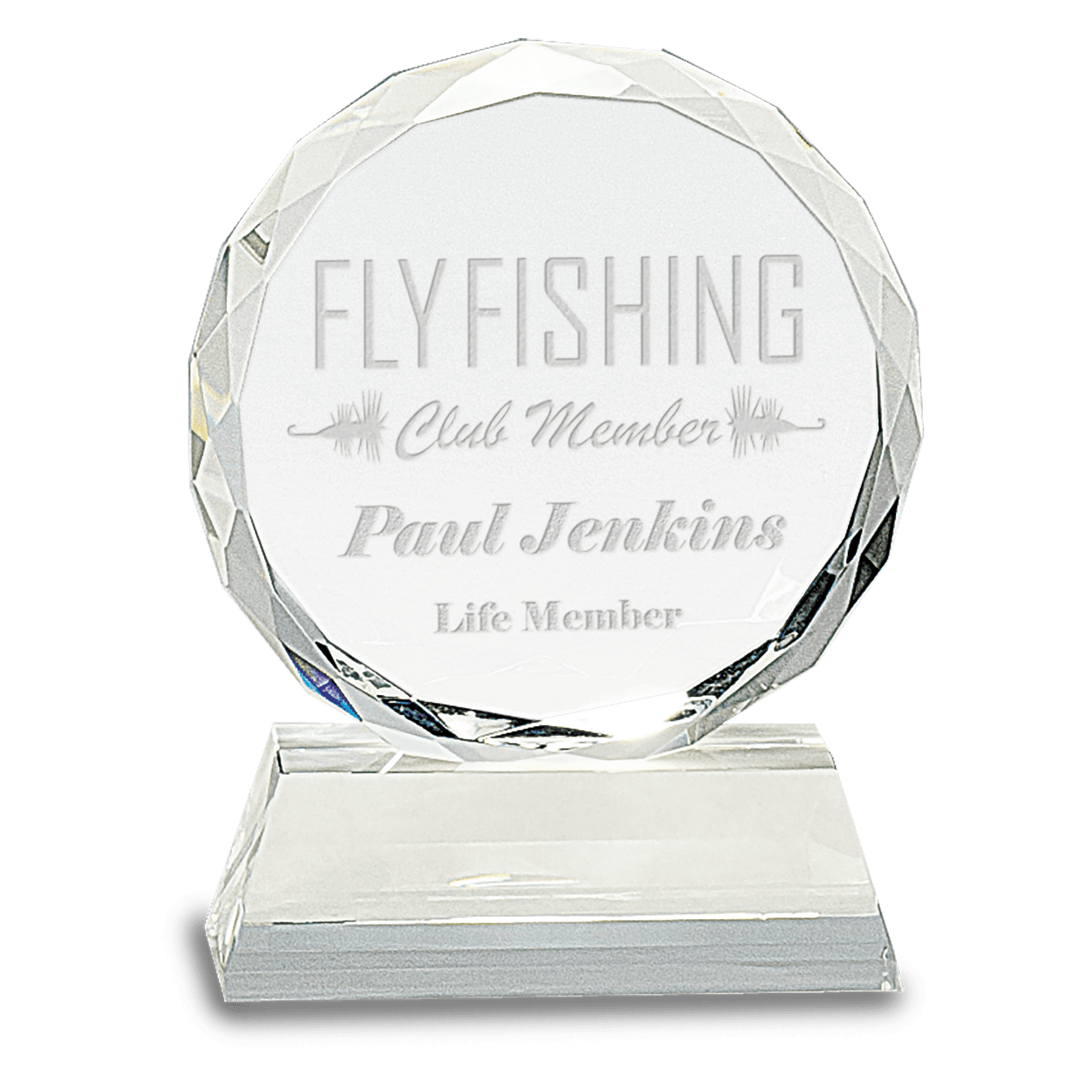 5" Round Facet Crystal on Clear Pedestal Base