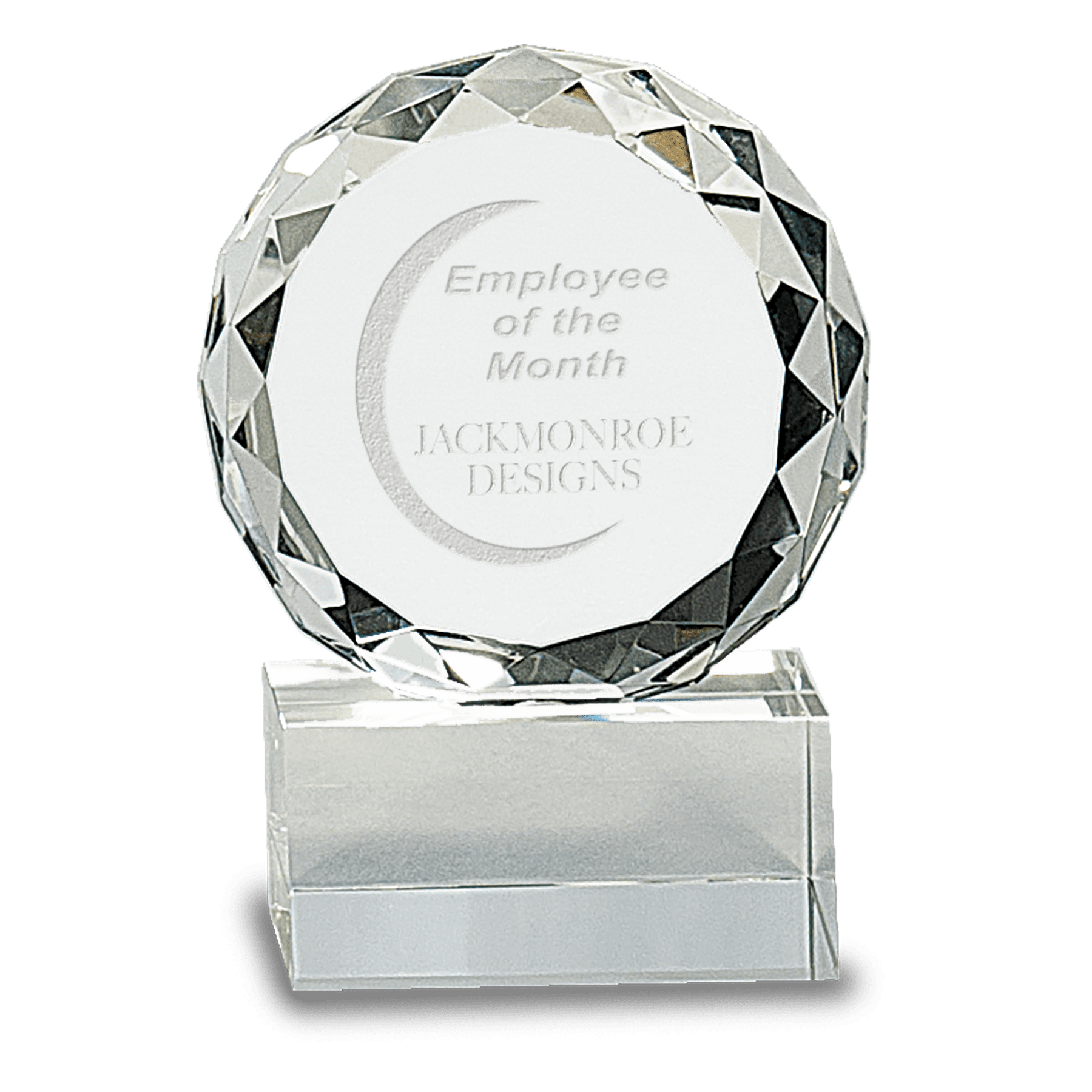 4" Round Facet Crystal on Clear Pedestal Base