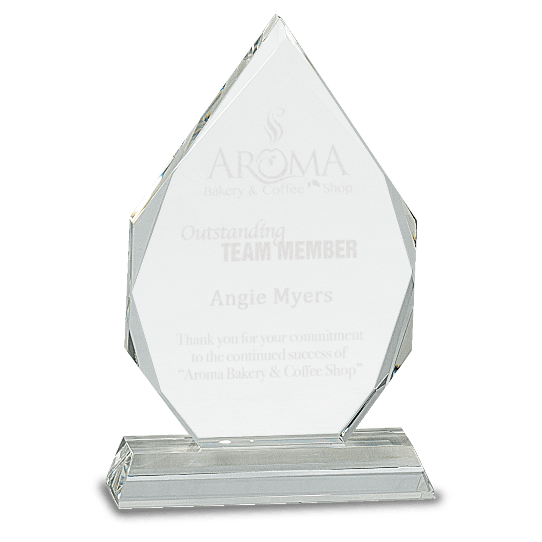 7" Diamond Crystal on Clear Pedestal Base