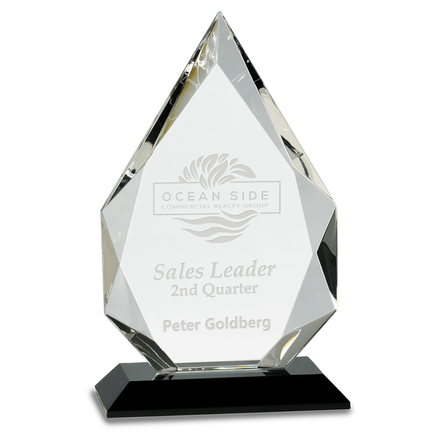 8" Diamond Crystal on Black Pedestal Base