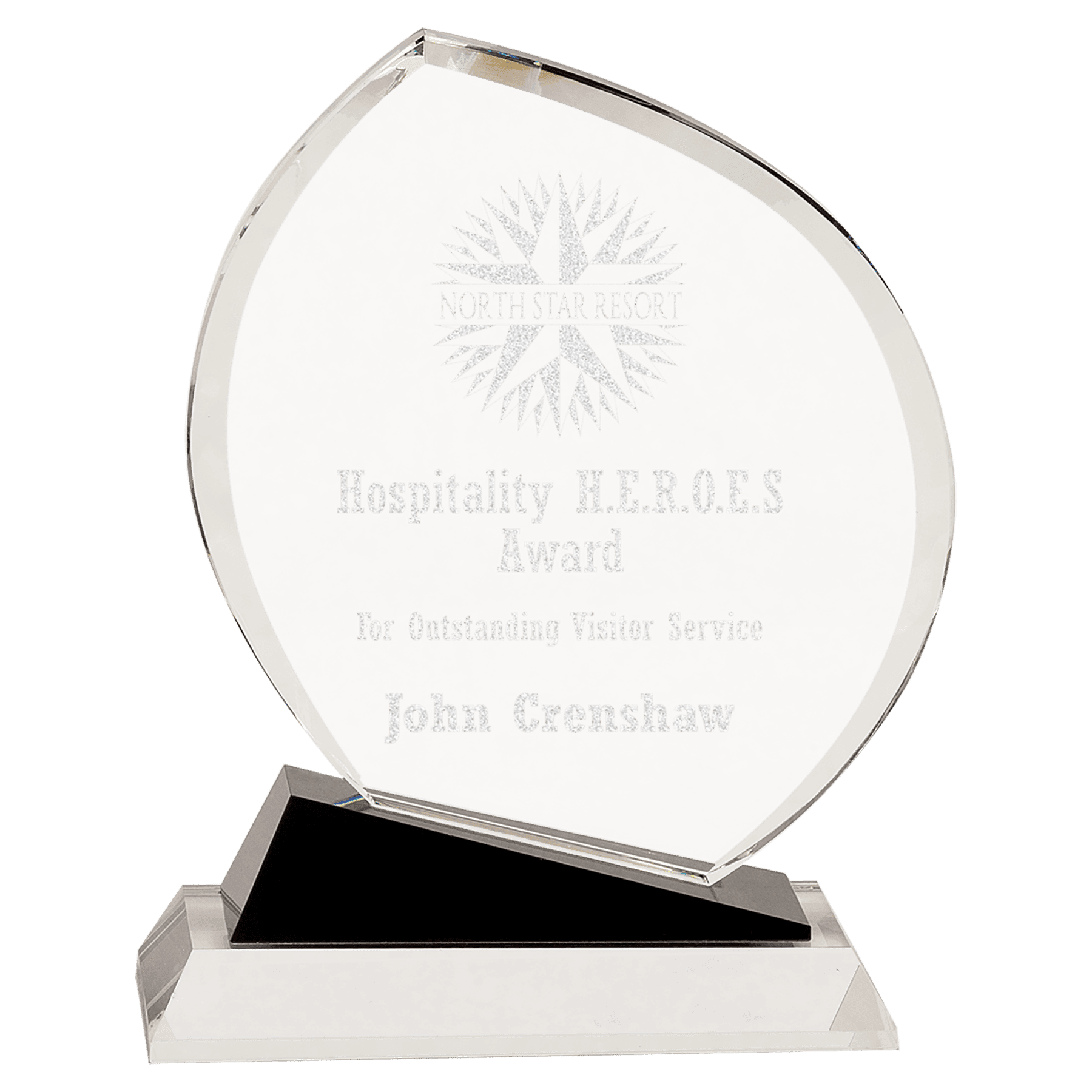 9 1/2" Crystal Oblong with Black Accents