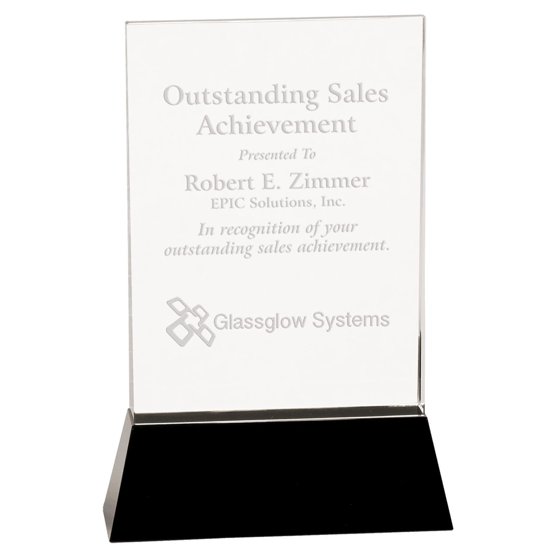 9" Clear Crystal Rectangle Wedge on Black Base