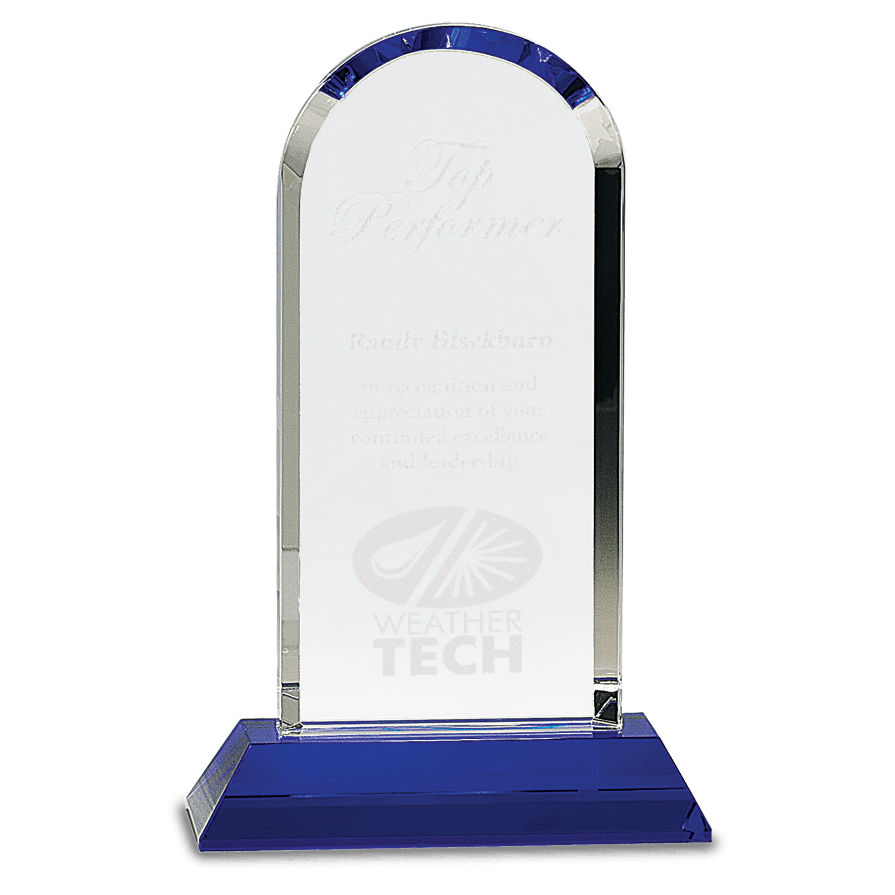 9 1/4" Clear Crystal Dome on Blue Pedestal Base